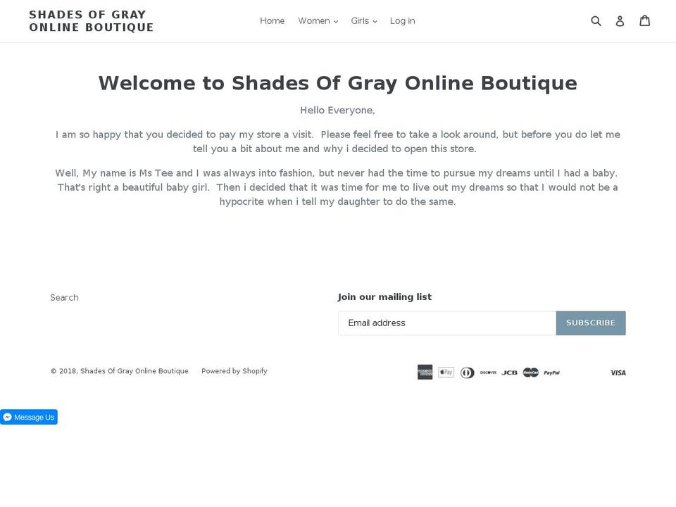 shadesofgrayonline.com — Shopify storefront screenshot