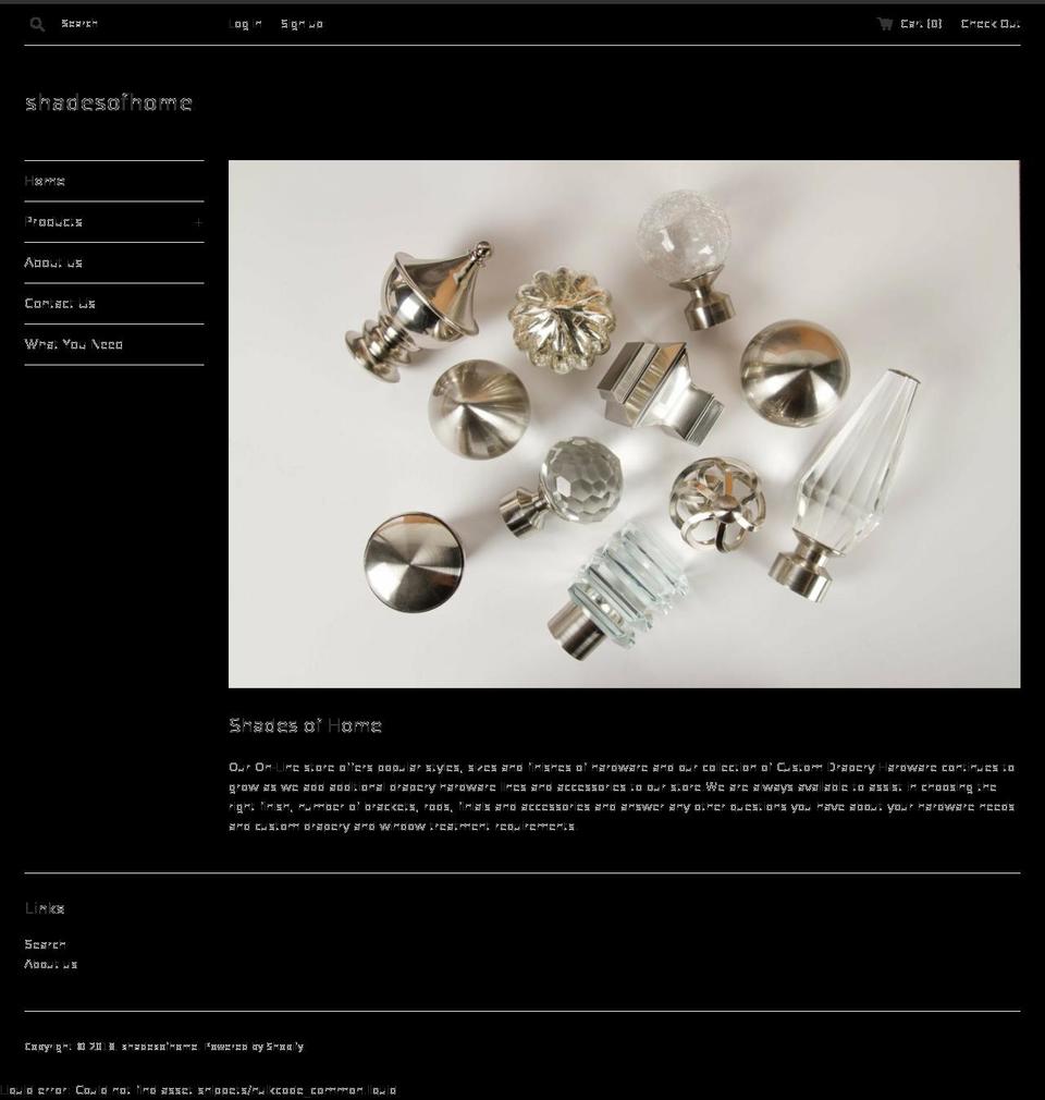 shadesofhomedraperyhardware.ca shopify website screenshot