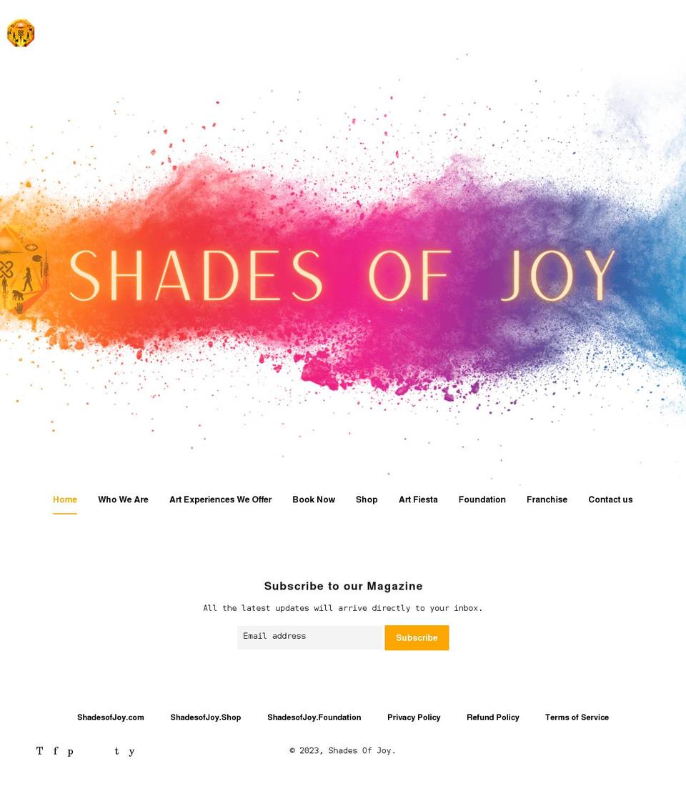 shadesofjoy.com shopify website screenshot