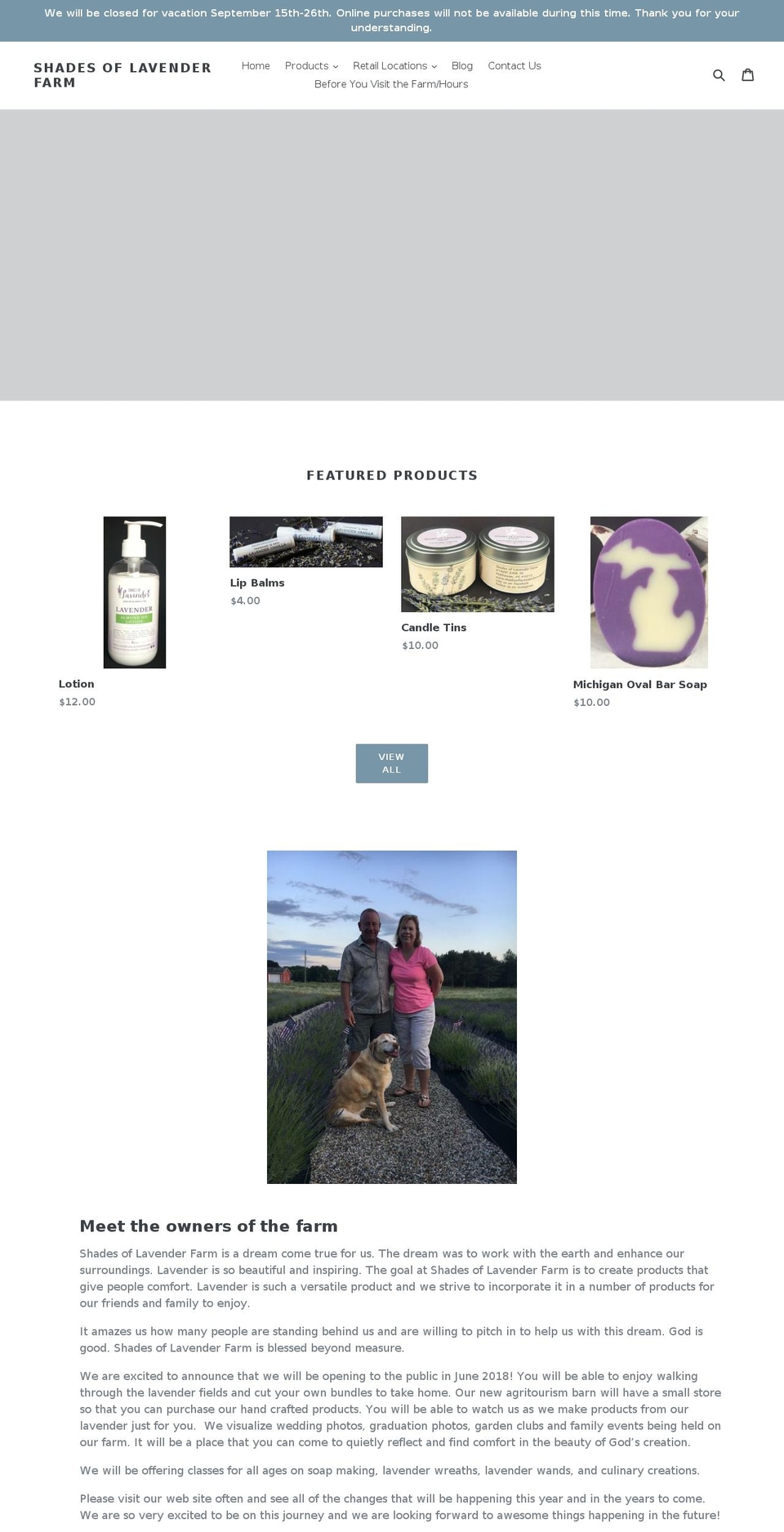 shadesoflavenderfarm.com shopify website screenshot