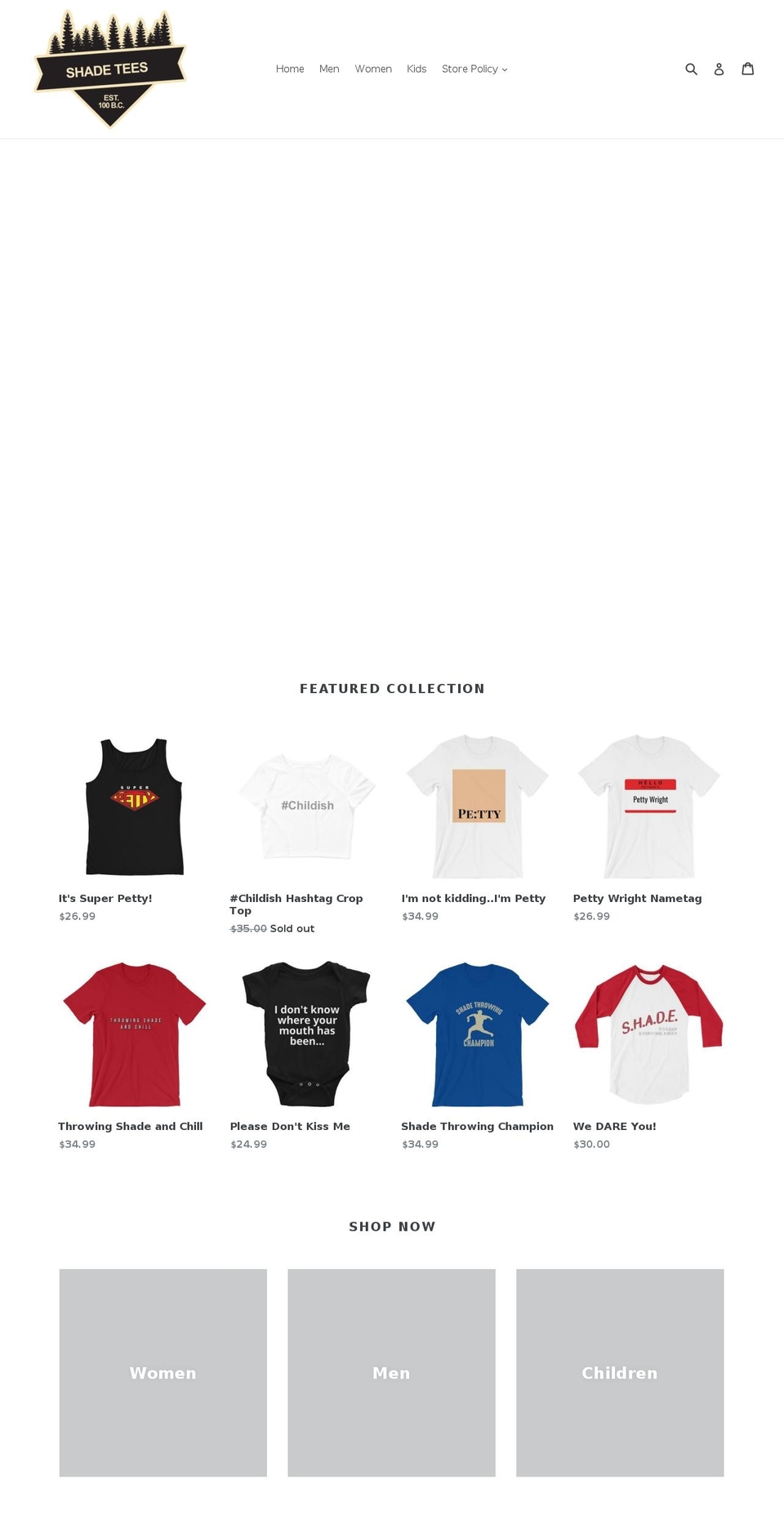 shadetees.net shopify website screenshot