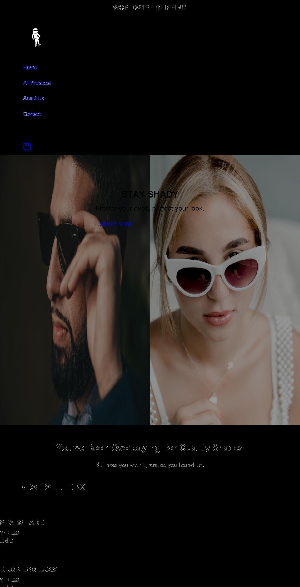 shadezy.com shopify website screenshot