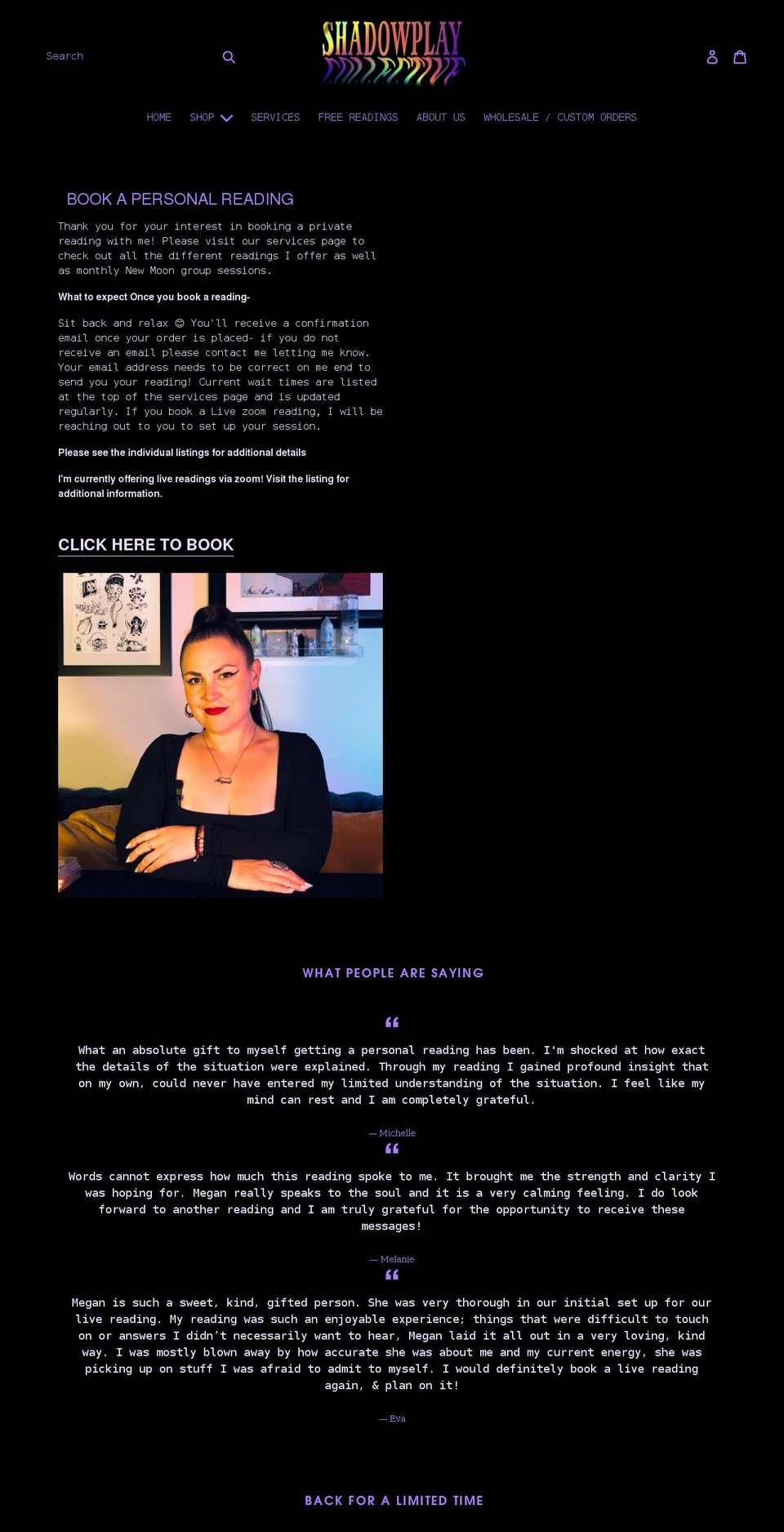 shadowplaycollective.com shopify website screenshot