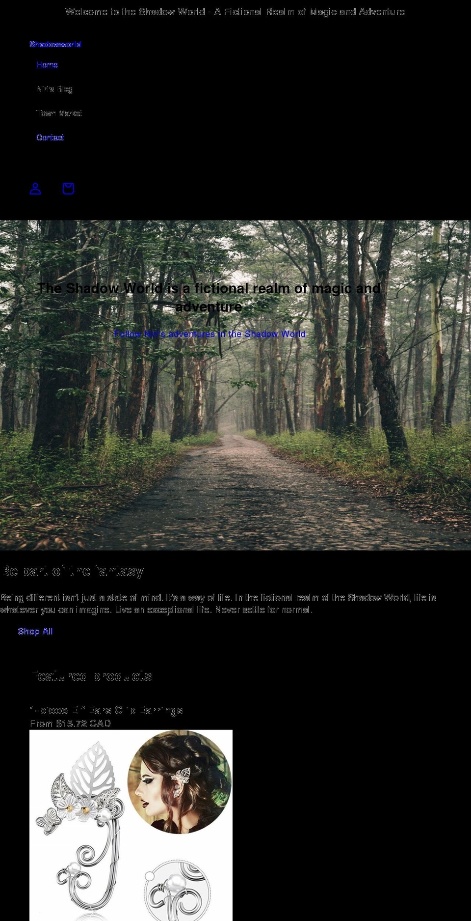 shadowworld.online shopify website screenshot