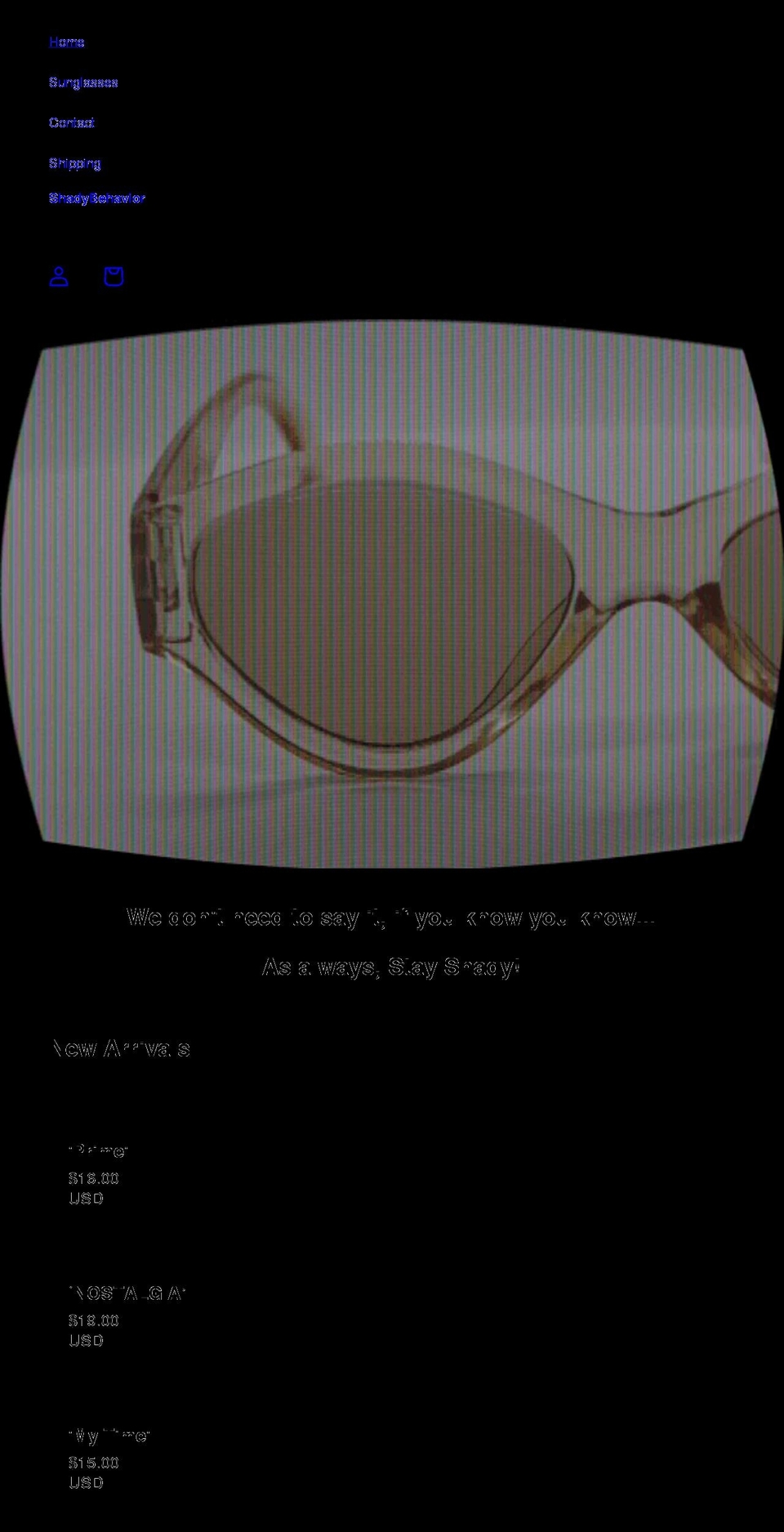 shadybehavior.shop shopify website screenshot