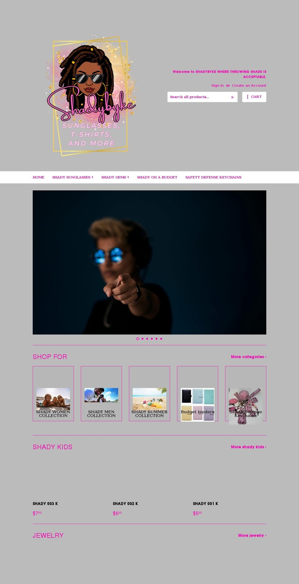 shadybyke.com shopify website screenshot