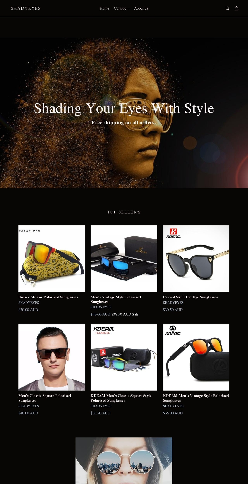 shadyeyes.net shopify website screenshot