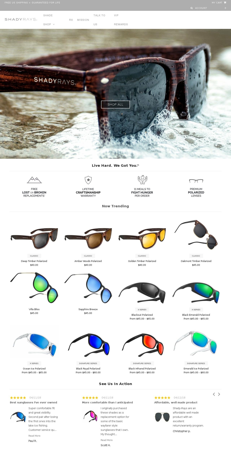 XP July 10 Cart Shopify theme site example shadyrayssunglasses.com