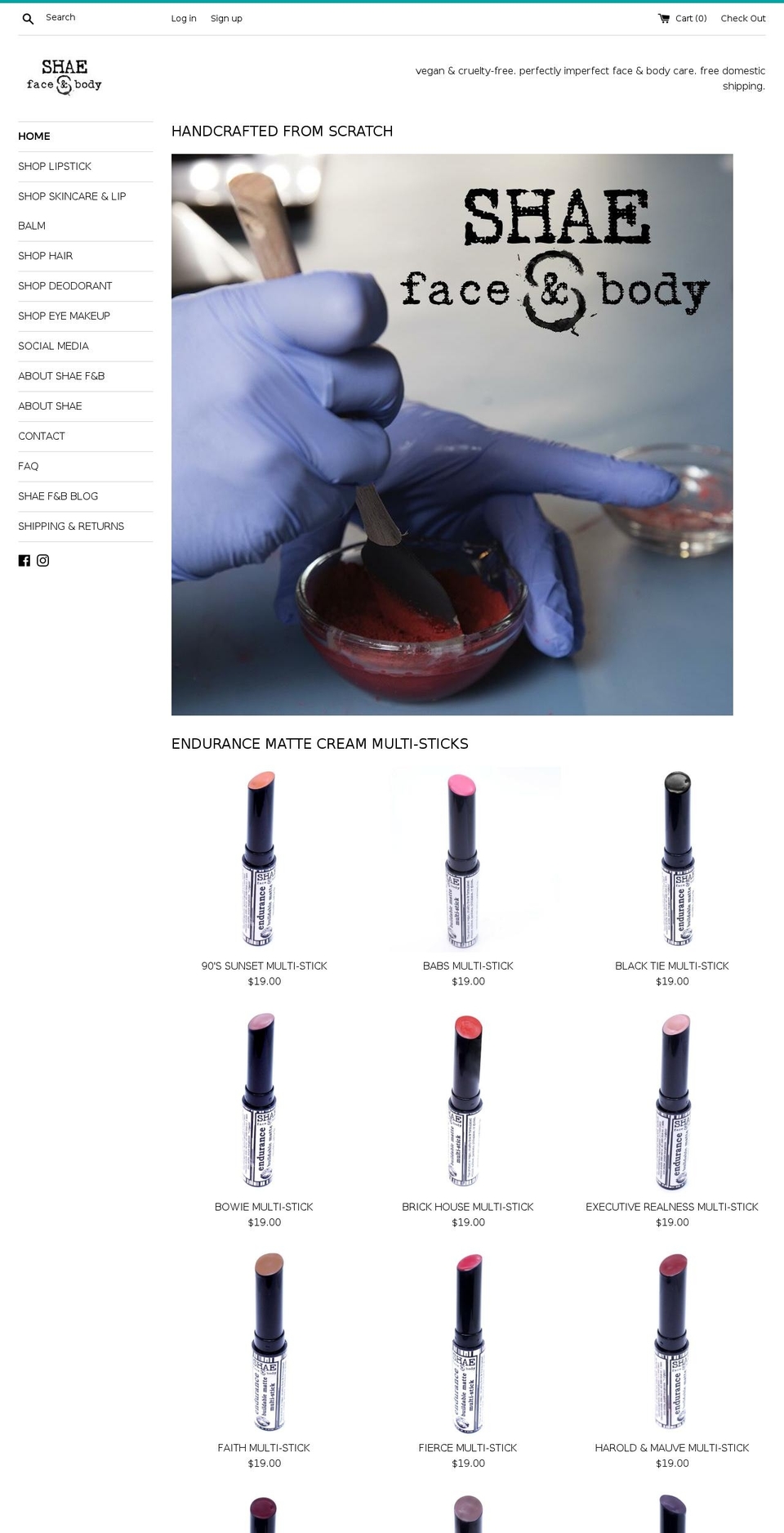 shaefaceandbody.com — Shopify storefront screenshot