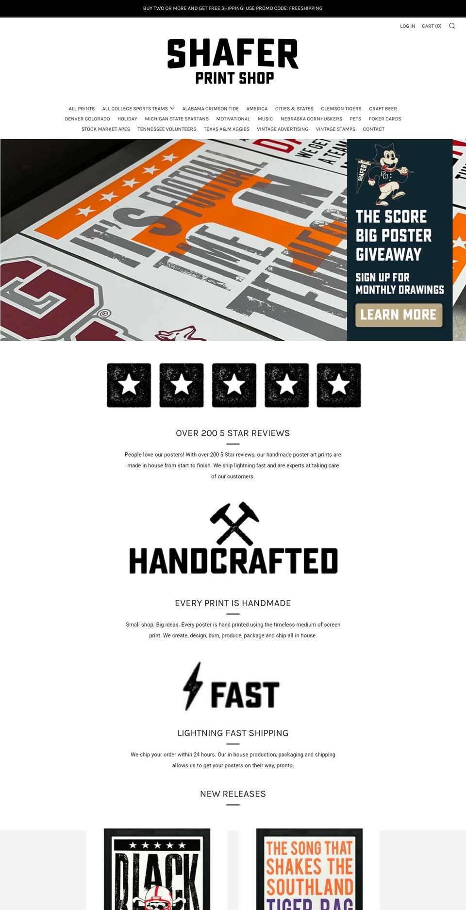 shaferprintshop.com — Shopify storefront screenshot