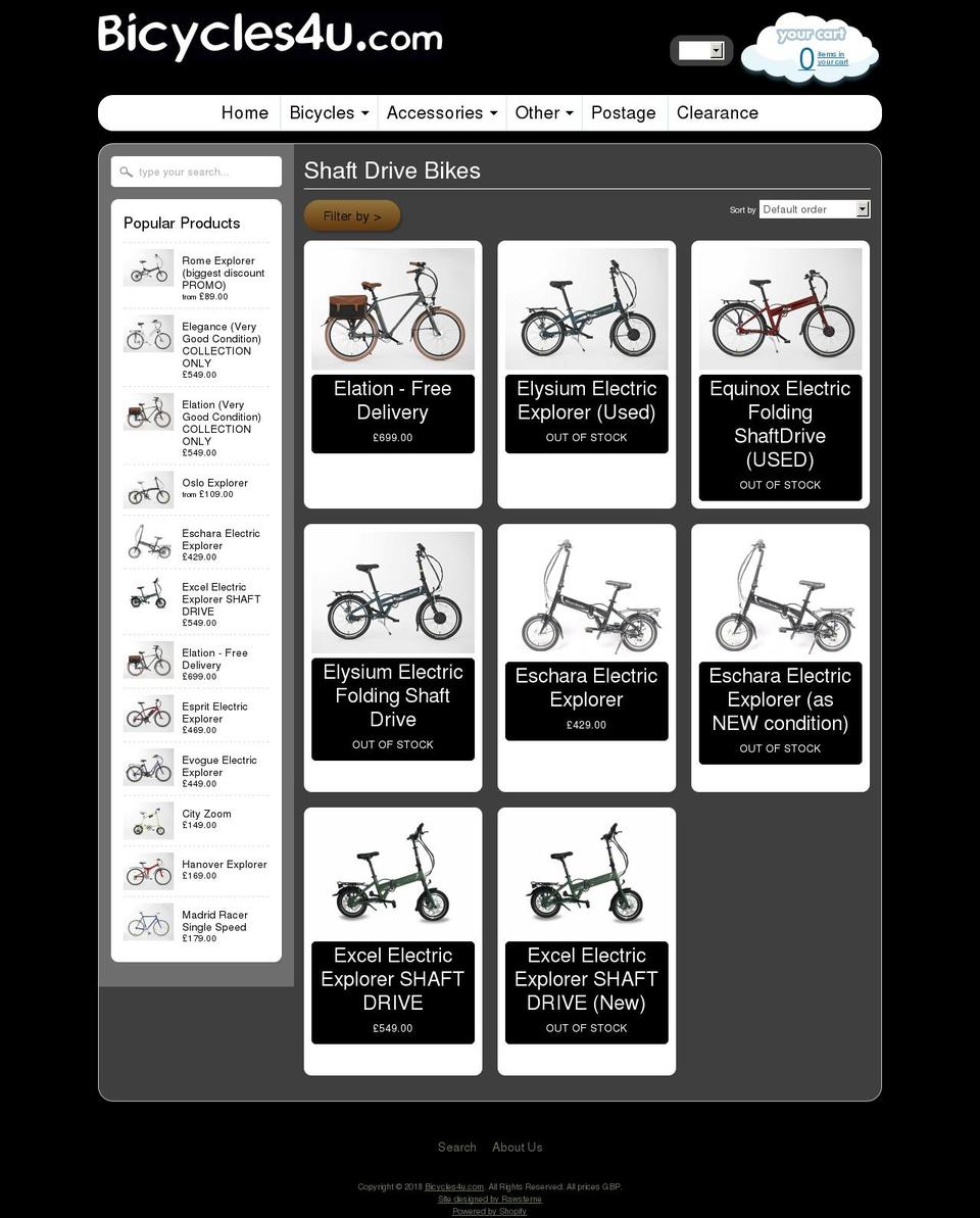 shaftdrivebicycles.com — Shopify storefront screenshot