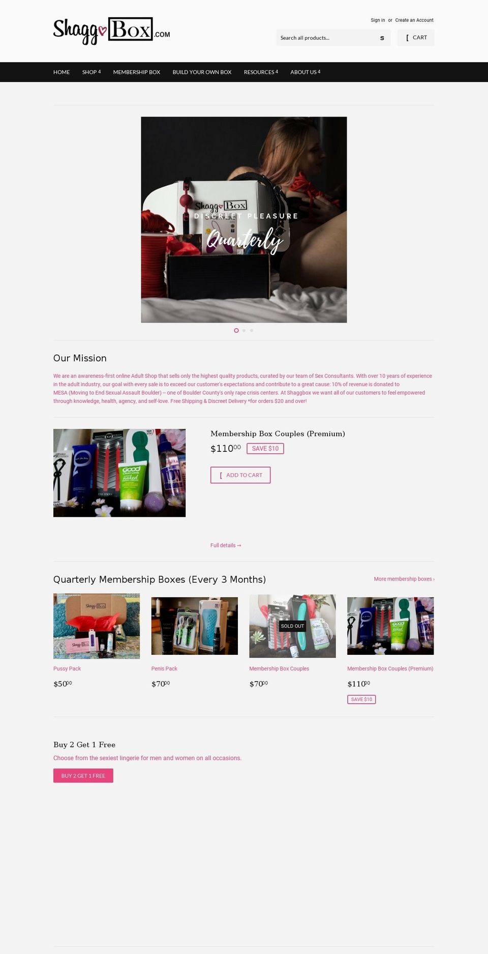 shaggbox.com shopify website screenshot