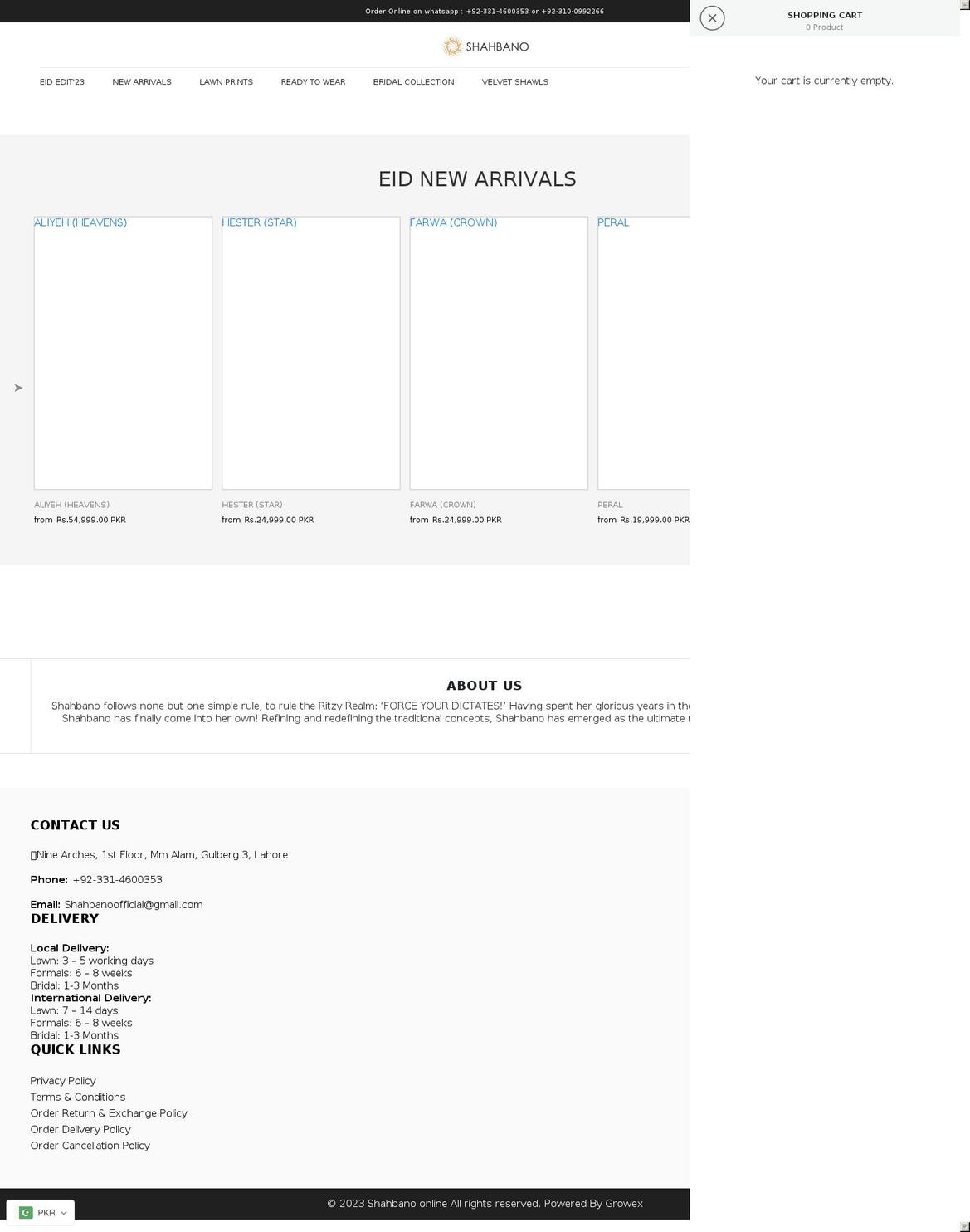 shahbano.pk shopify website screenshot
