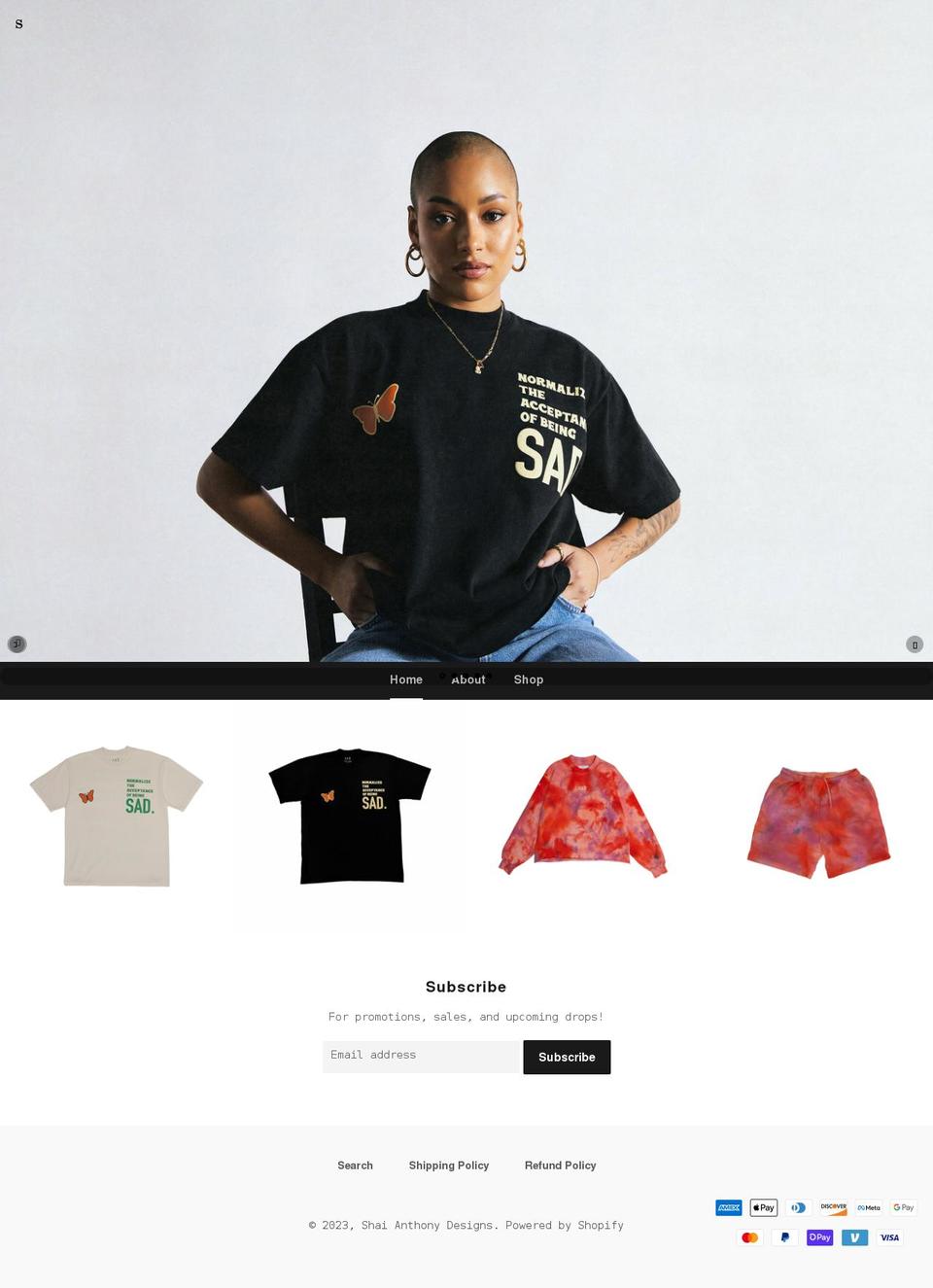 shaianthony.com shopify website screenshot