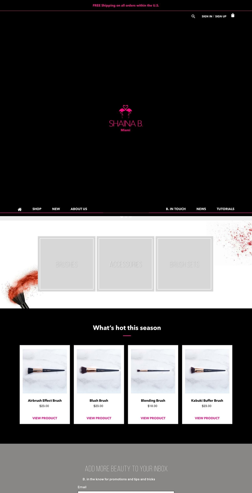 shainabcosmetics.com shopify website screenshot