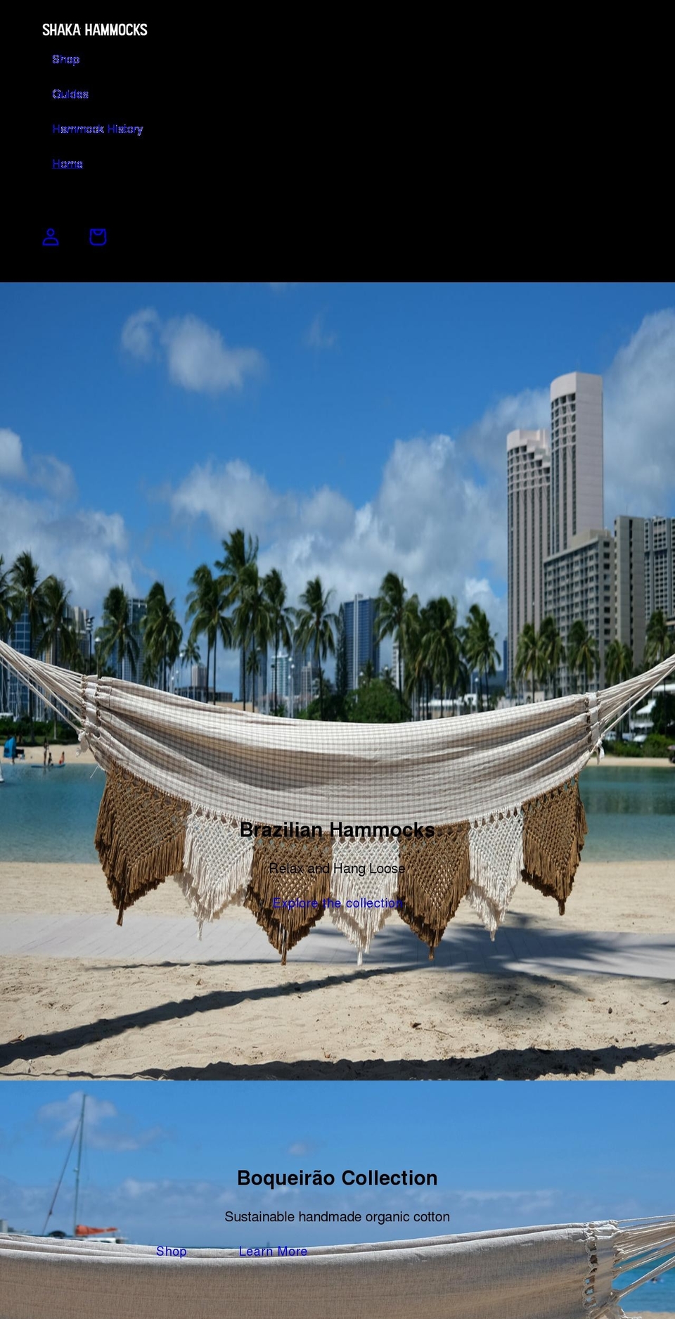 shakahammocks.com — Shopify storefront screenshot
