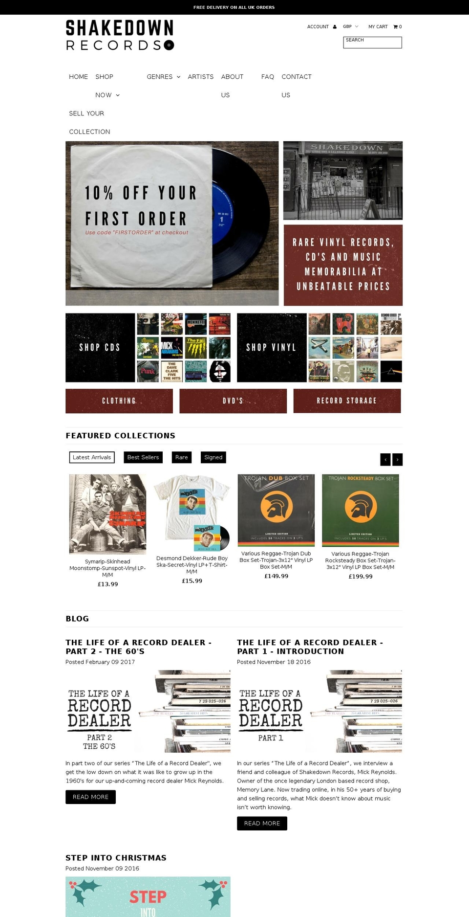shakedownrecords.com shopify website screenshot