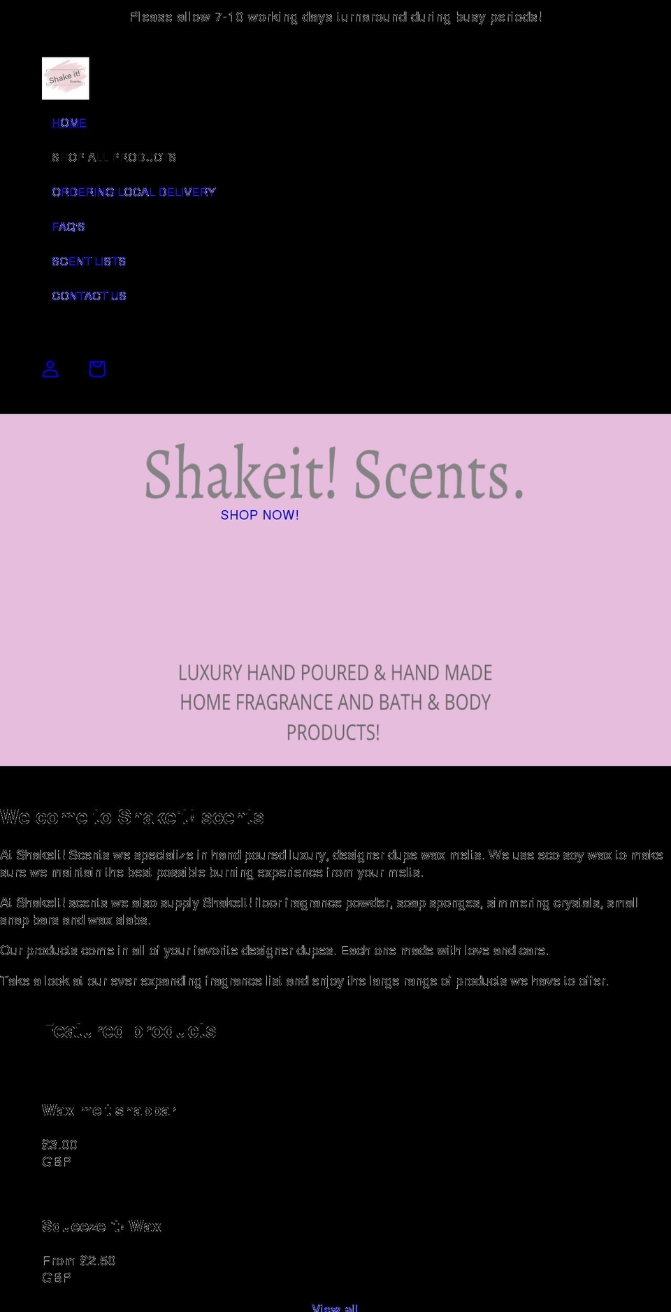 shakeitscents.co.uk shopify website screenshot
