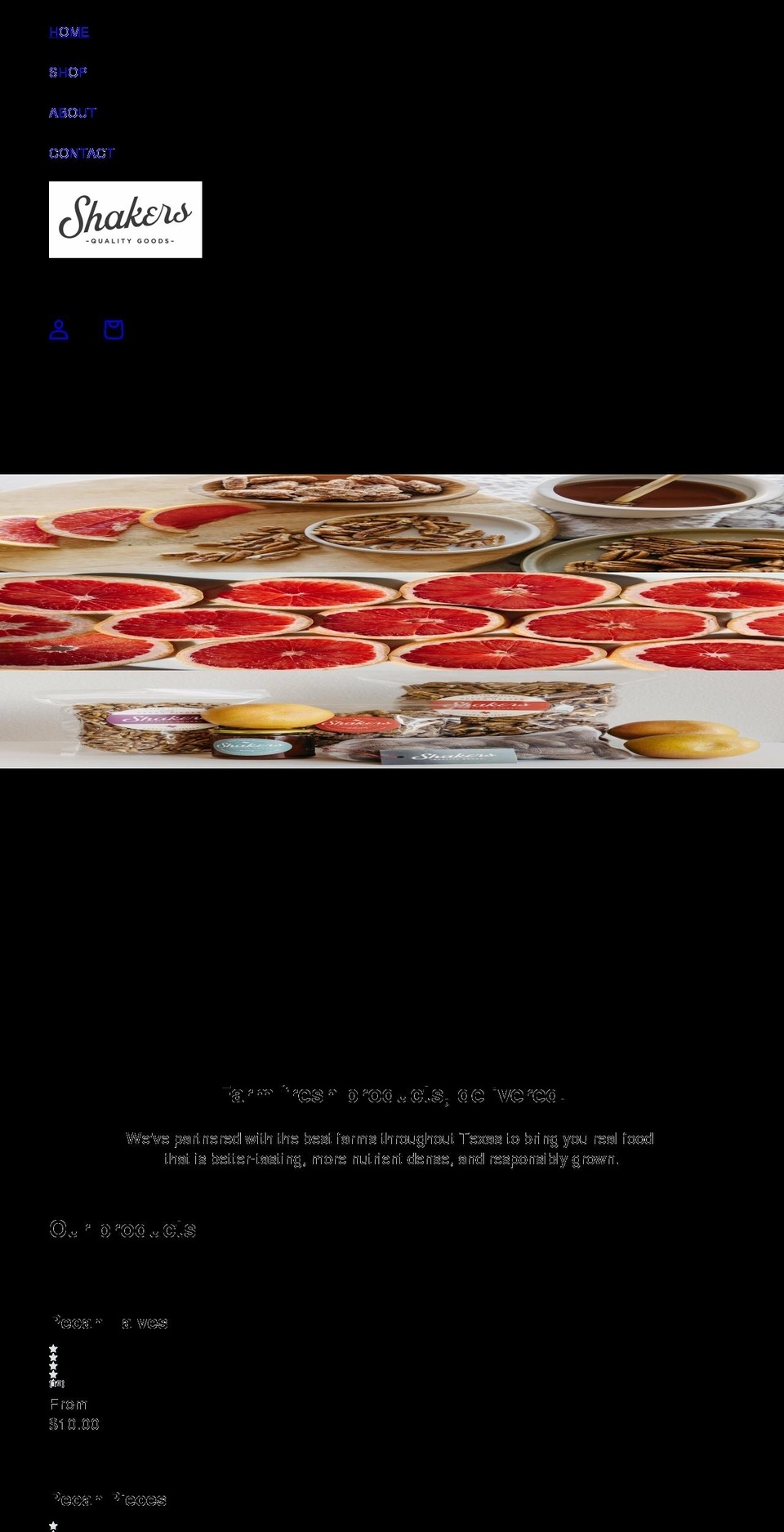 shakersqualitygoods.com shopify website screenshot