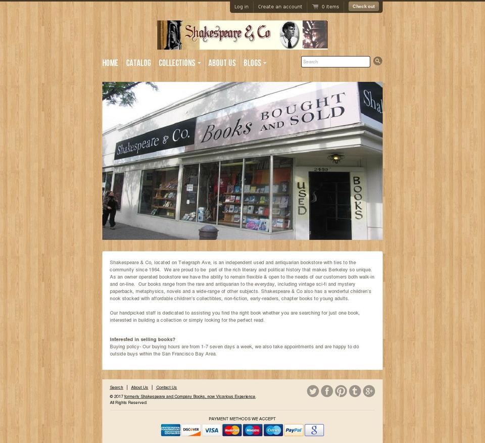 shakespeareandcobooks.com shopify website screenshot