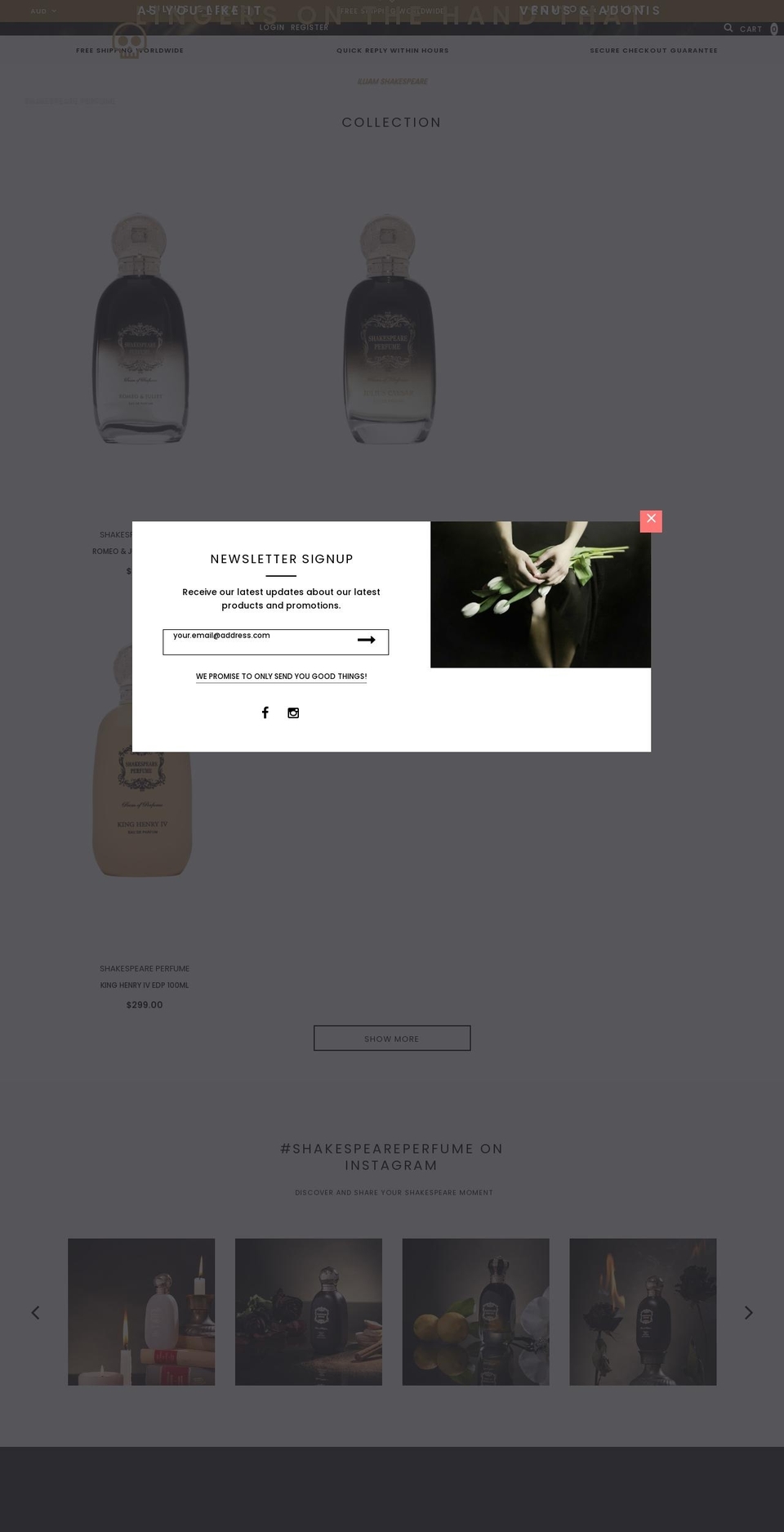 shakespeareperfume.com.au shopify website screenshot