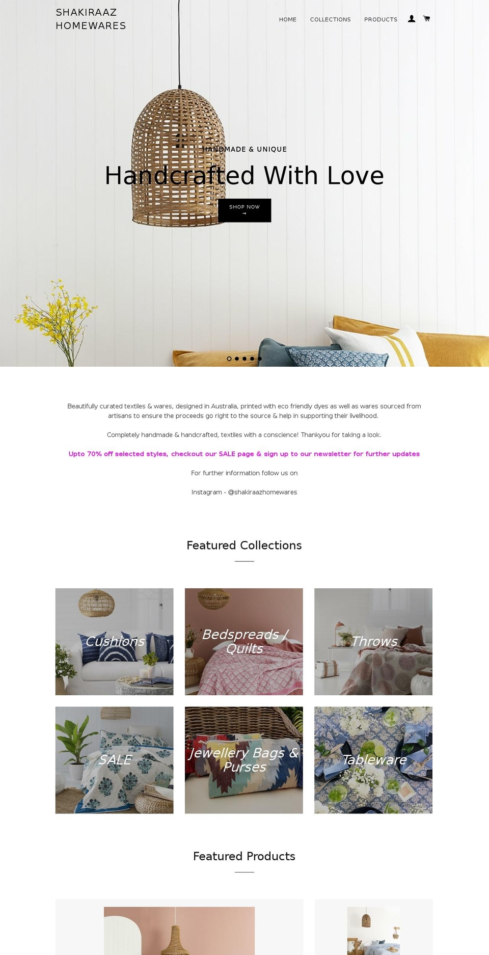 shakiraazhomewares.com.au shopify website screenshot