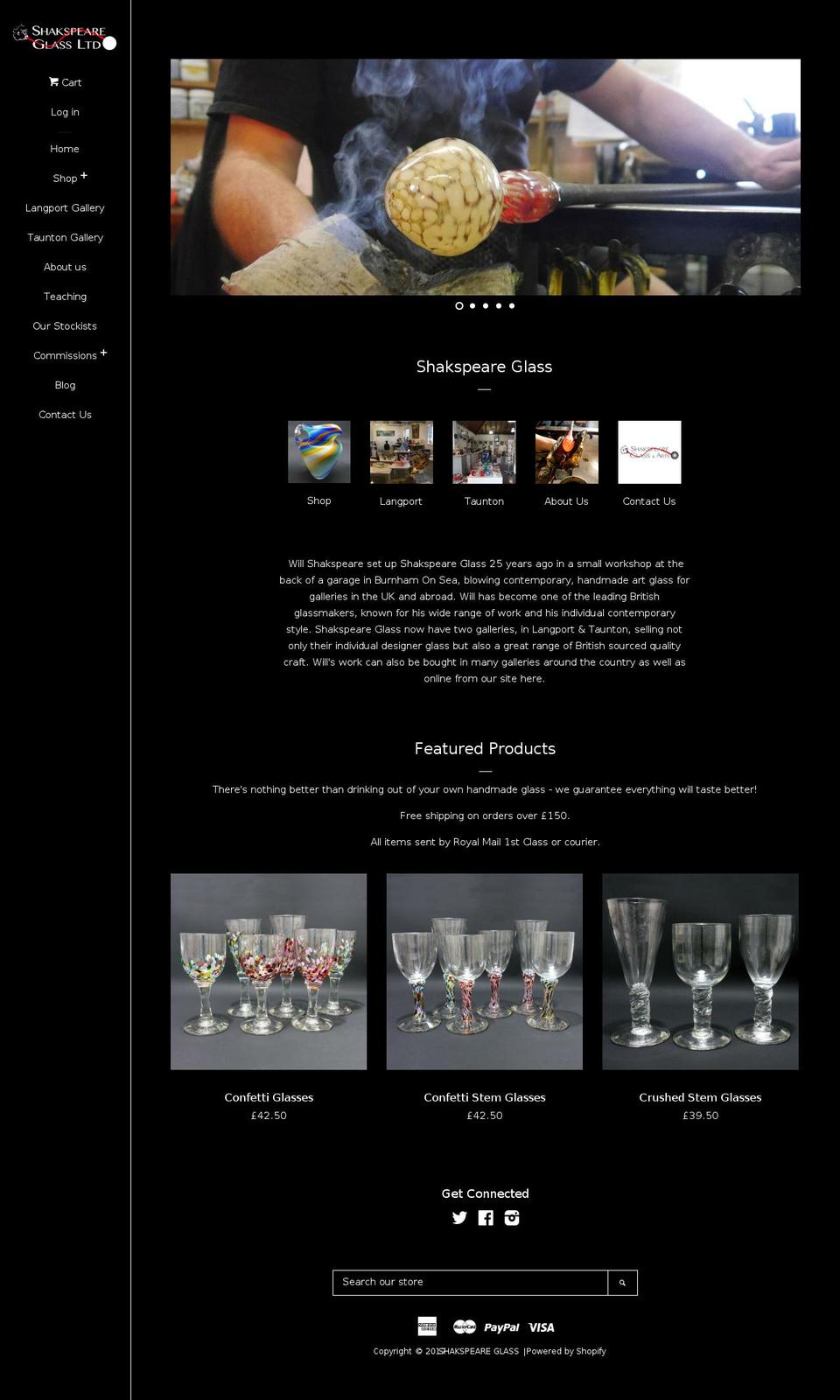 Craft Shopify theme site example shakspeareglass.co.uk
