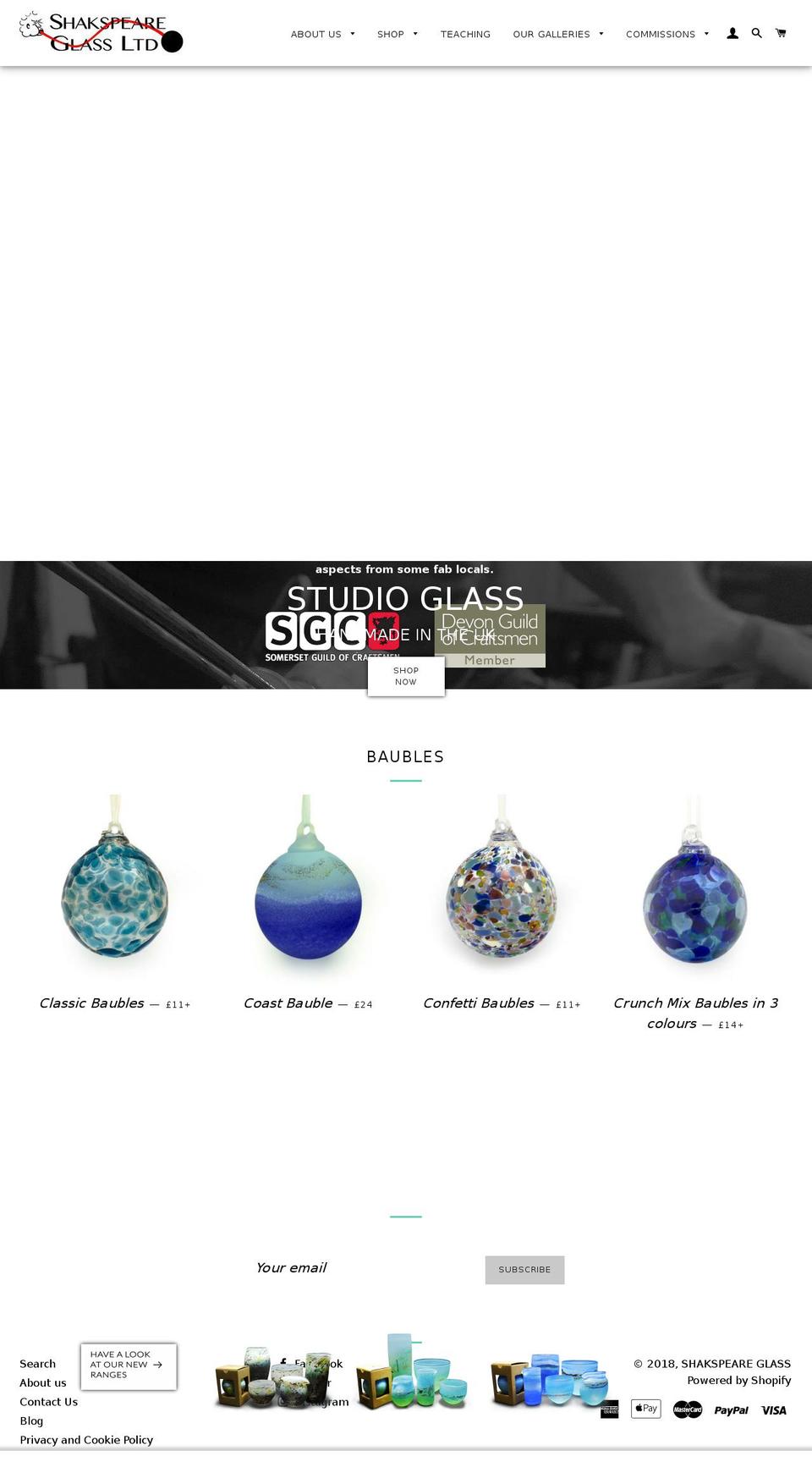 shakspeareglass.com — Shopify storefront screenshot