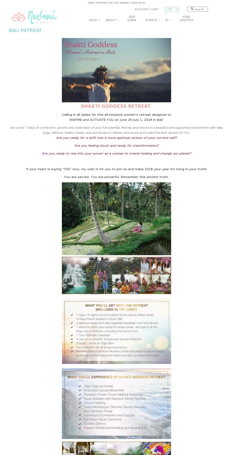 shaktigoddessretreat.com — Shopify storefront screenshot
