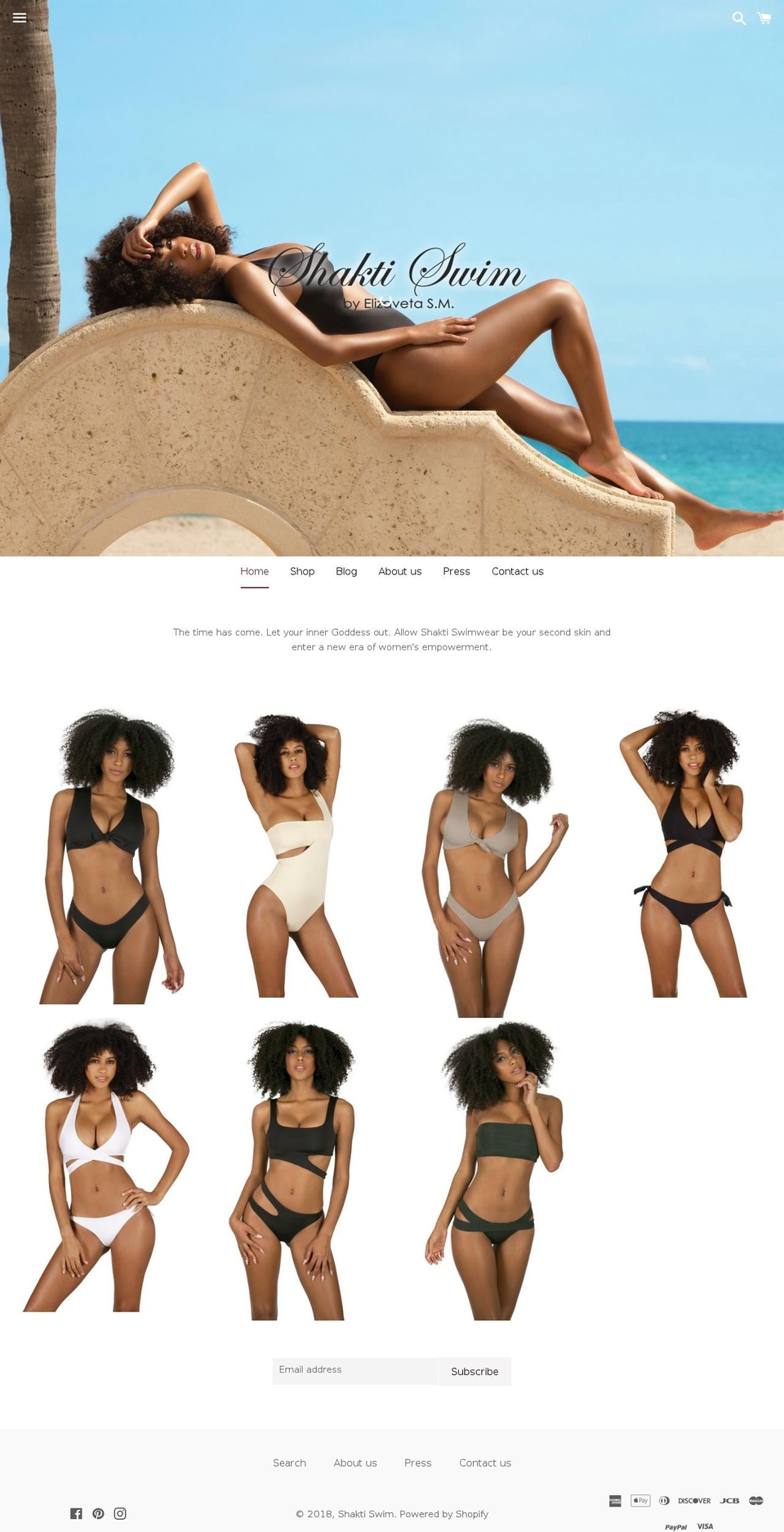 shaktiswim.com shopify website screenshot