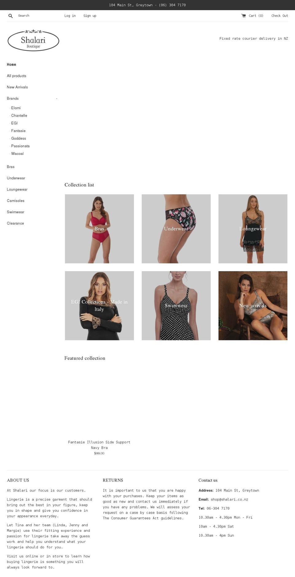 shalari.co.nz shopify website screenshot