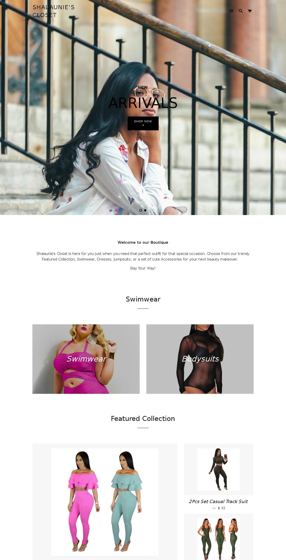 shalauniescloset.com — Shopify storefront screenshot