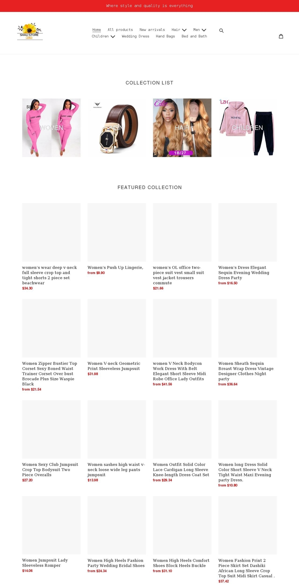 shalistoreonline.com shopify website screenshot