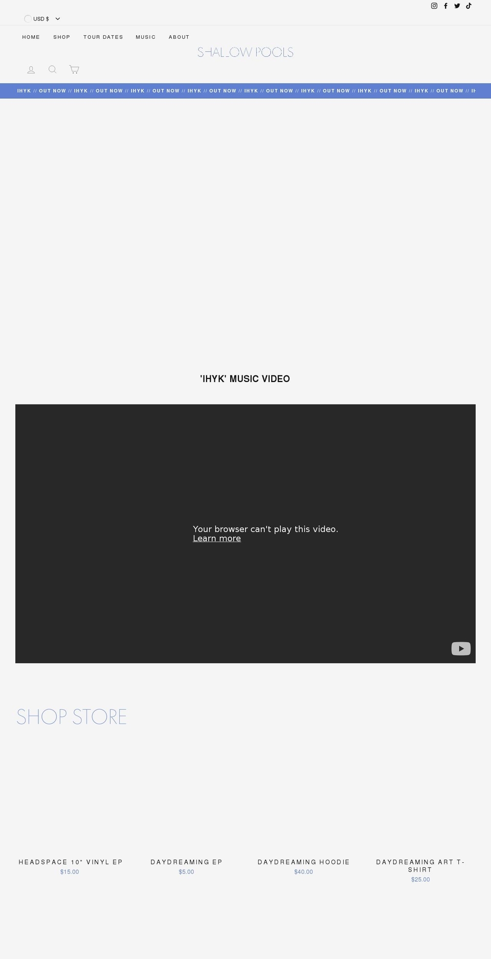 shallowpools.com shopify website screenshot