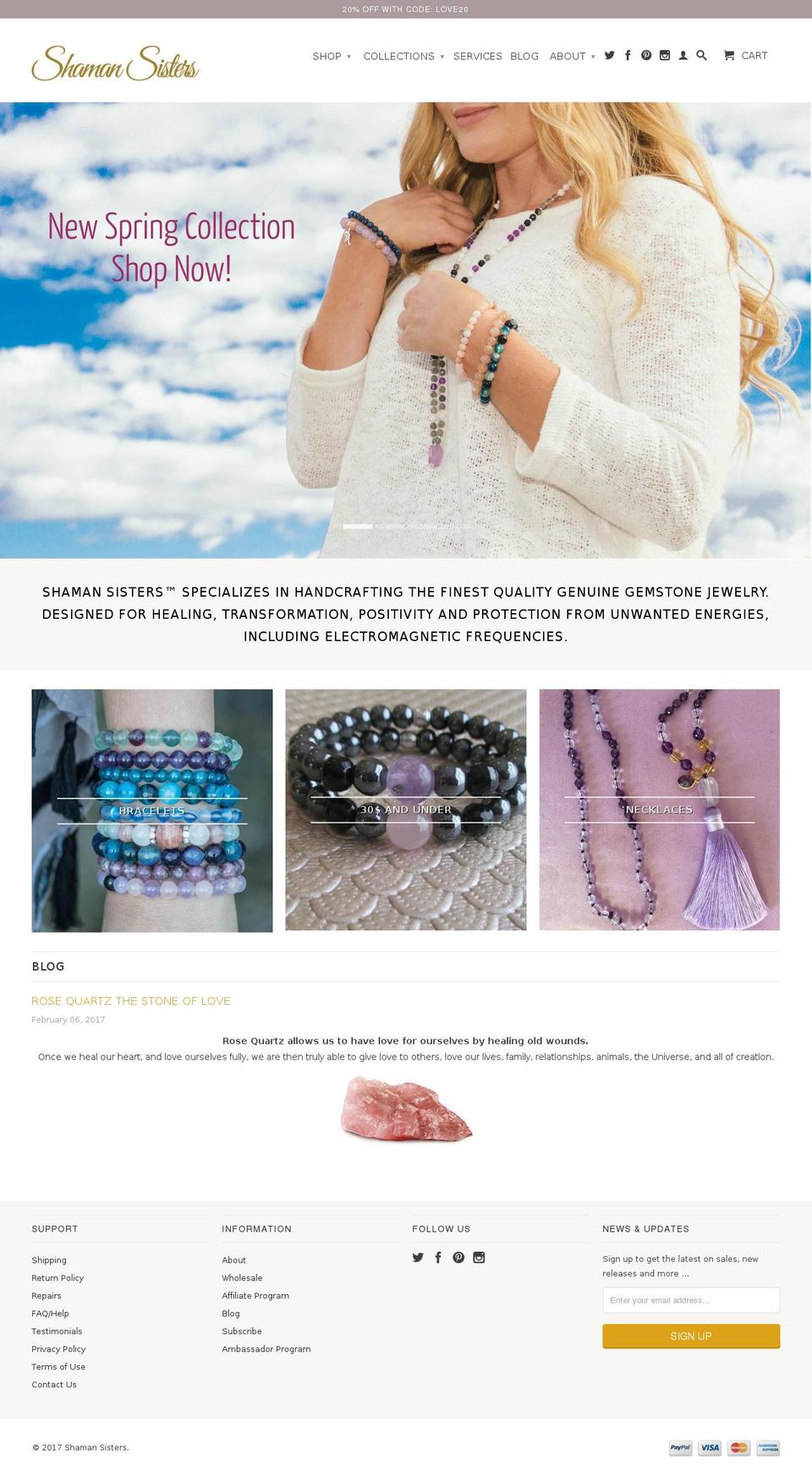 shamansisters.com shopify website screenshot