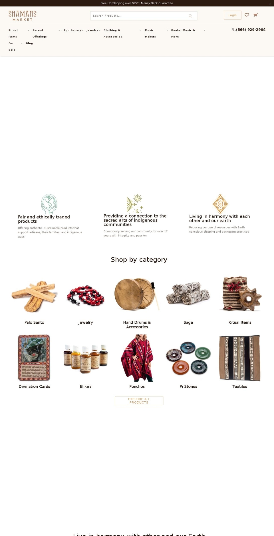 shamansmarket.com shopify website screenshot