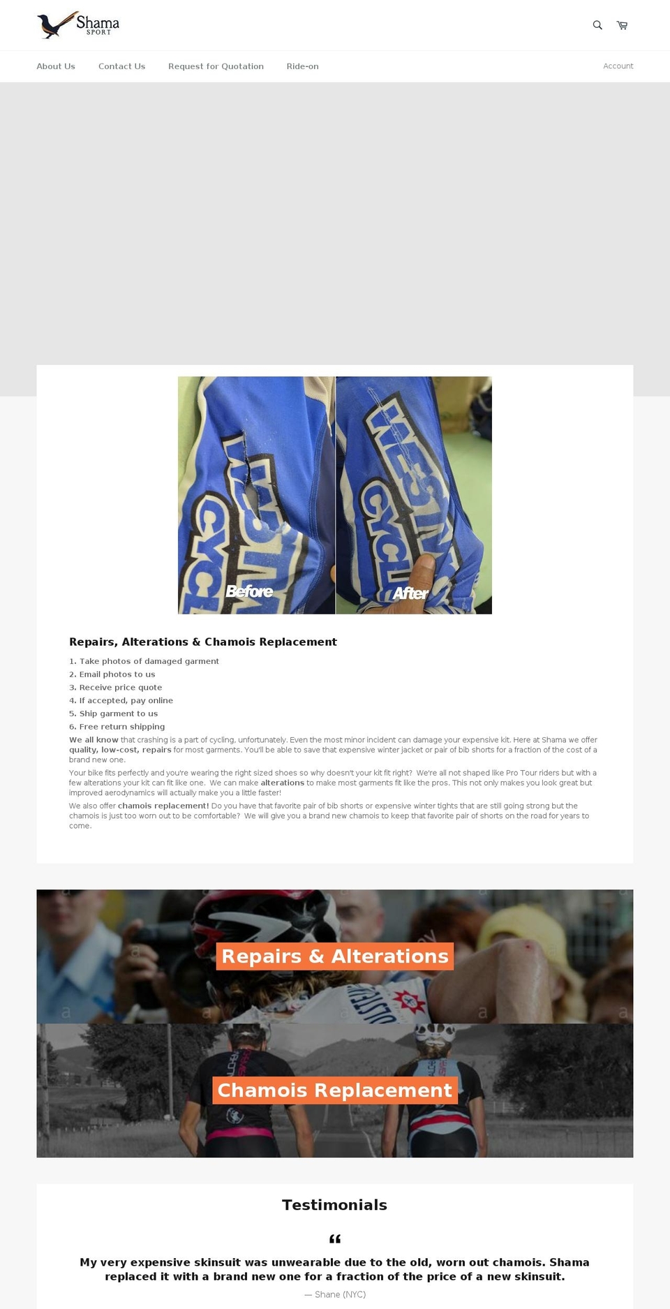 shamasport.com — Shopify storefront screenshot