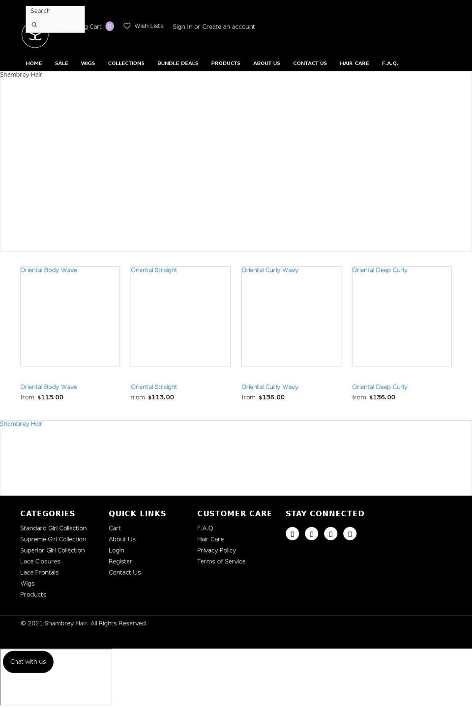 shambreyhair.com shopify website screenshot