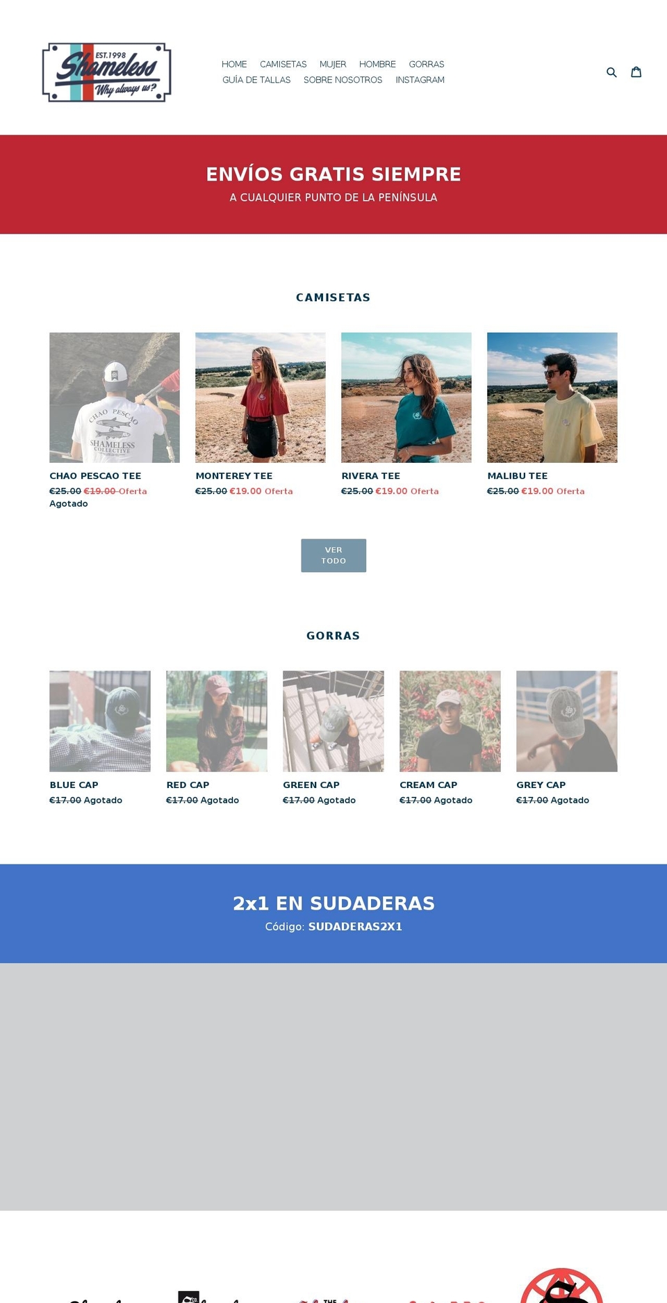 shamelesscollective.com — Shopify storefront screenshot