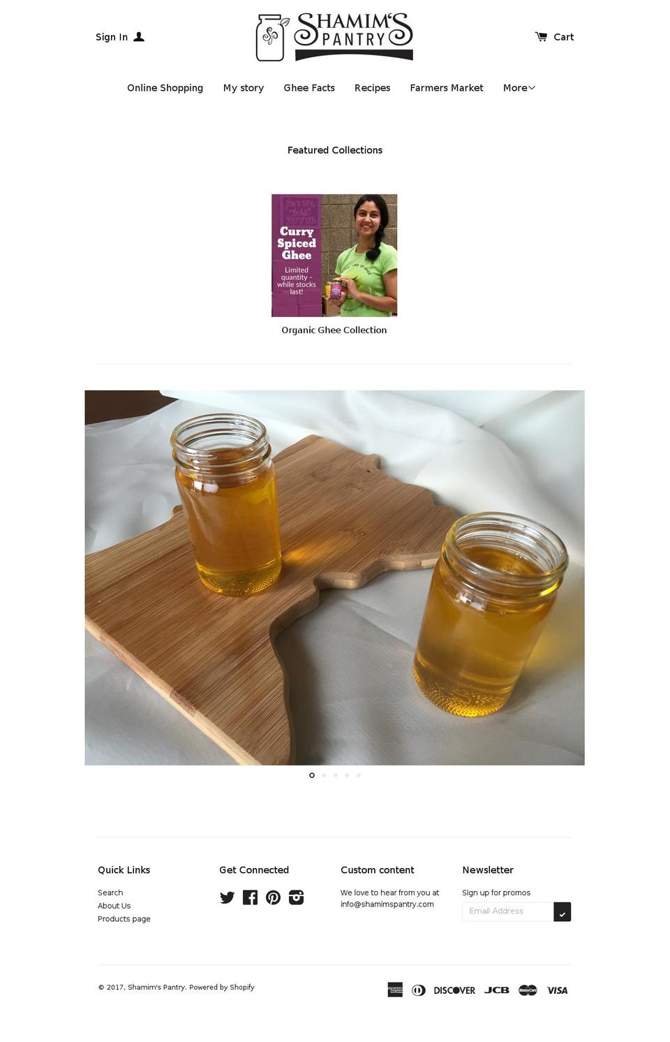 shamimspantry.com shopify website screenshot