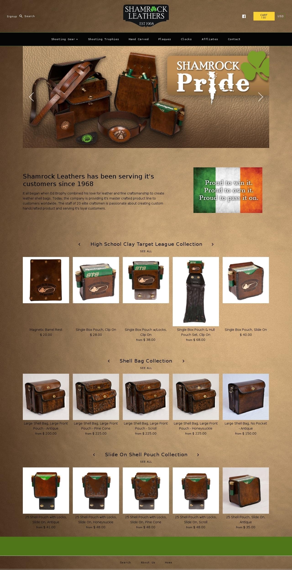 shamrockleathers.com shopify website screenshot