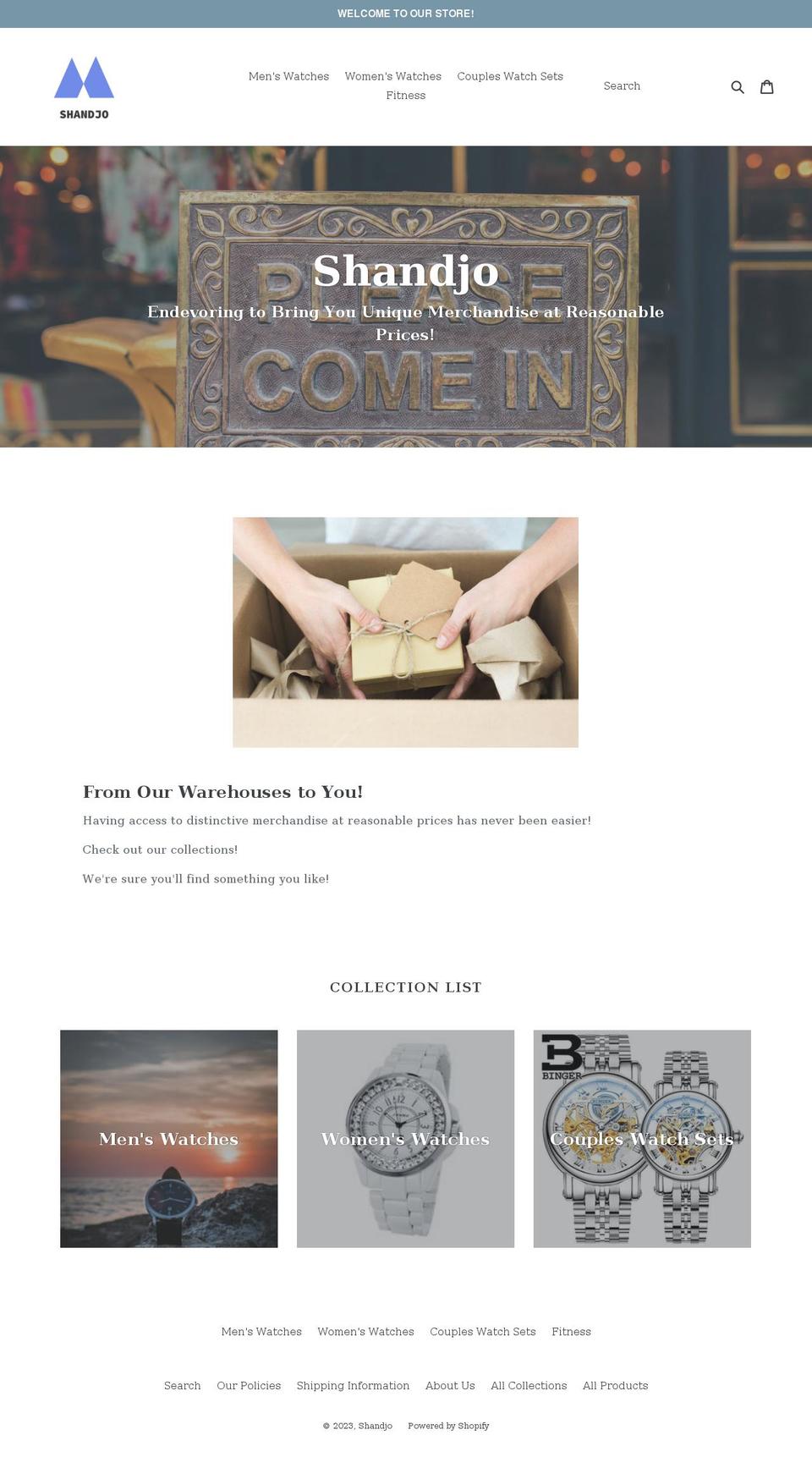 shandjo.com shopify website screenshot