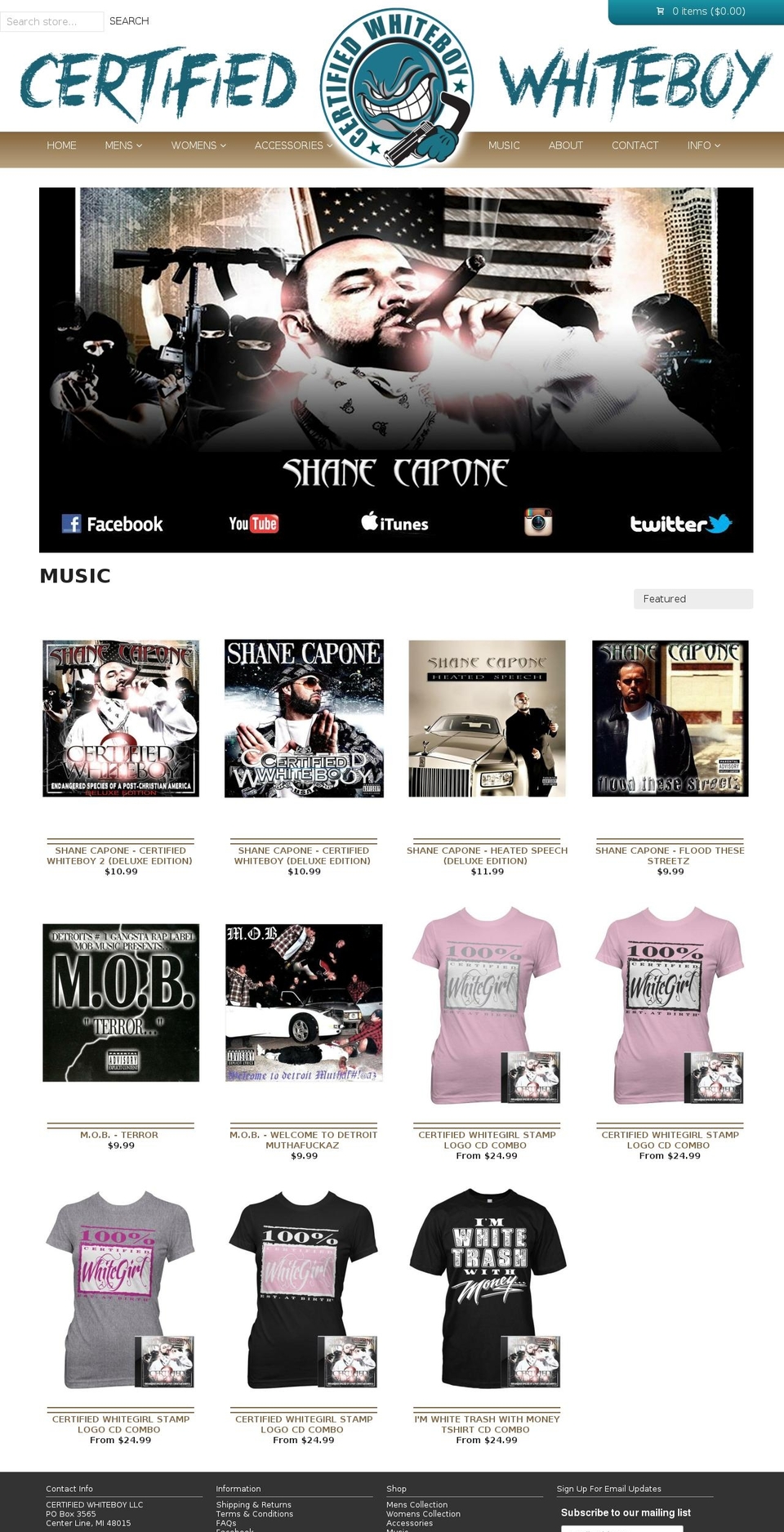 Certified Whiteboy Shopify theme site example shanecapone.com