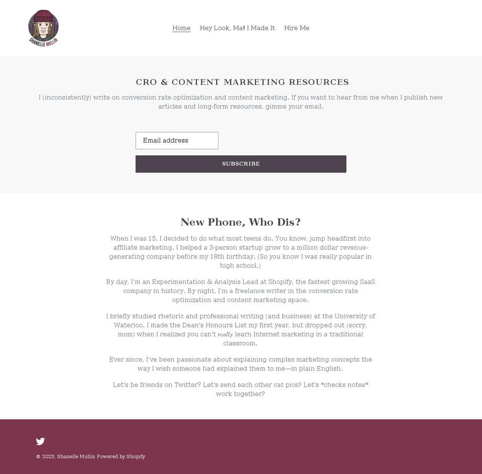 shanellemullin.com shopify website screenshot