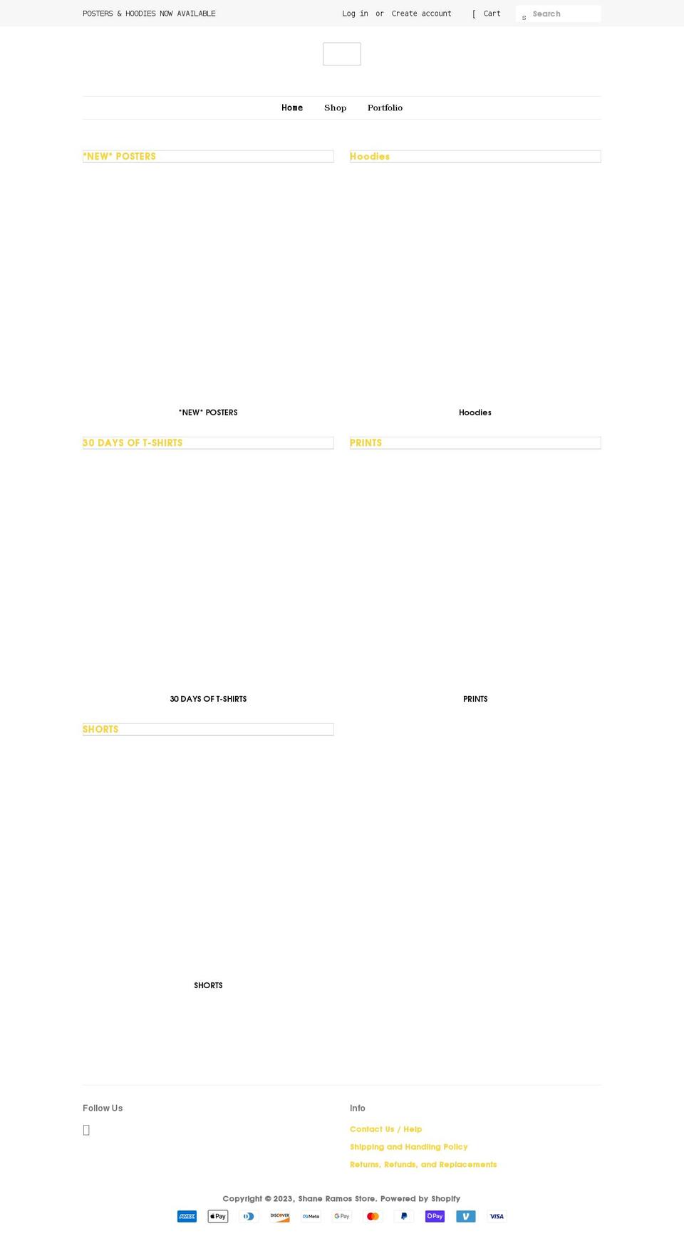 shaneramosstore.com shopify website screenshot