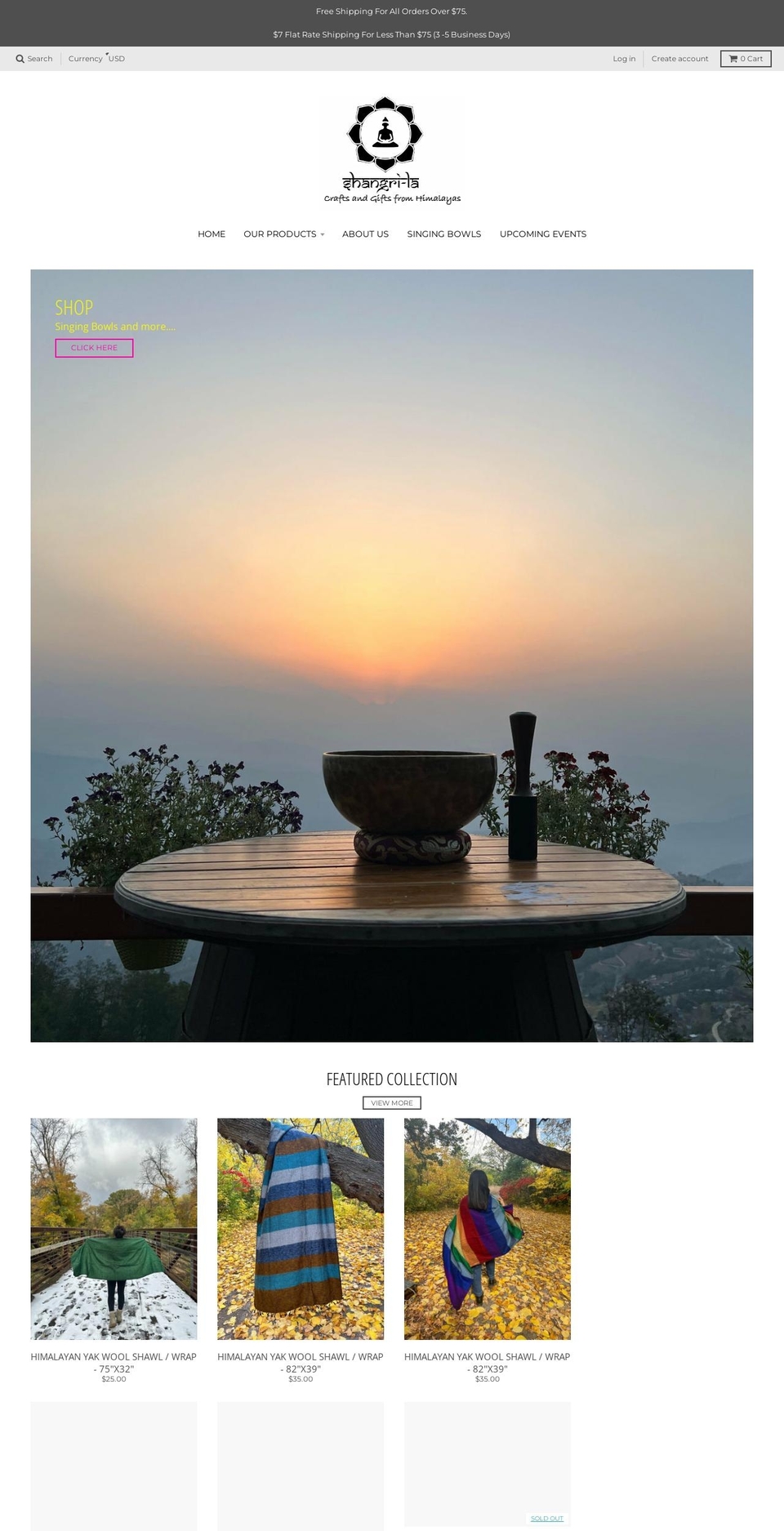 shangrilacraftsandgifts.com — Shopify storefront screenshot