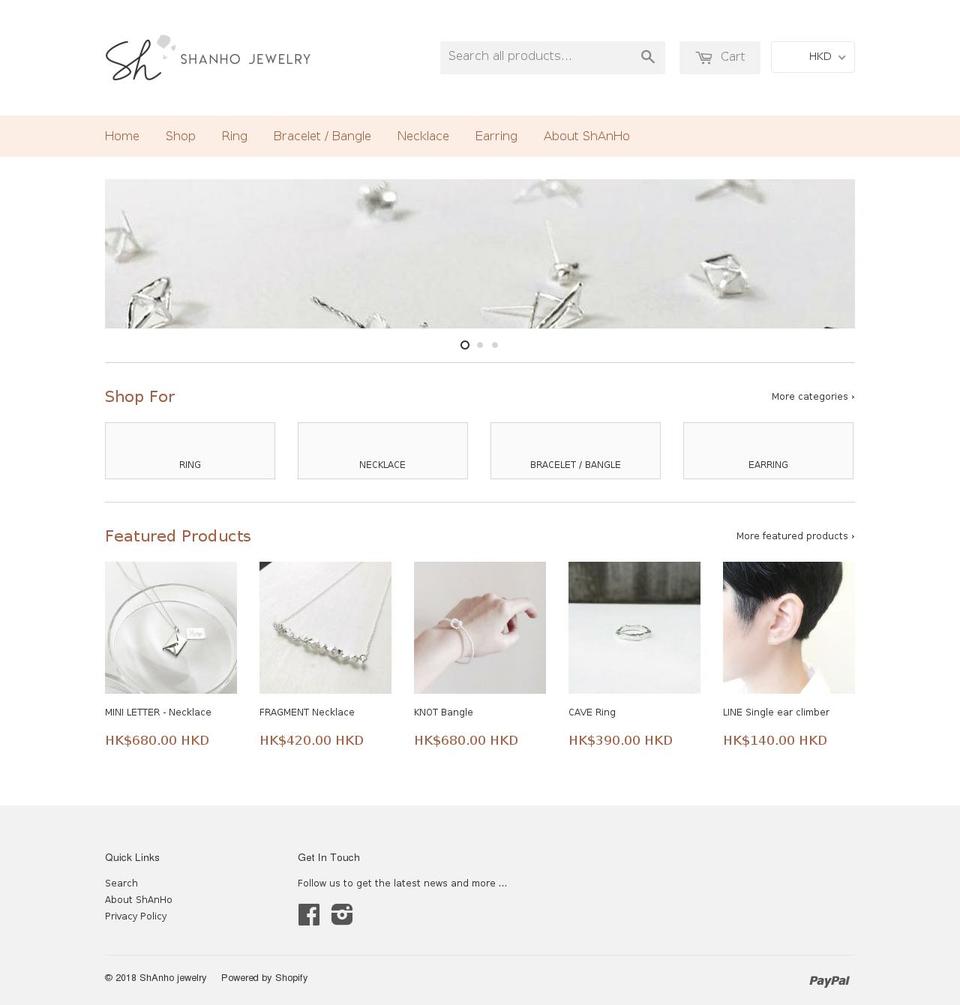 shanhojewelry.com shopify website screenshot