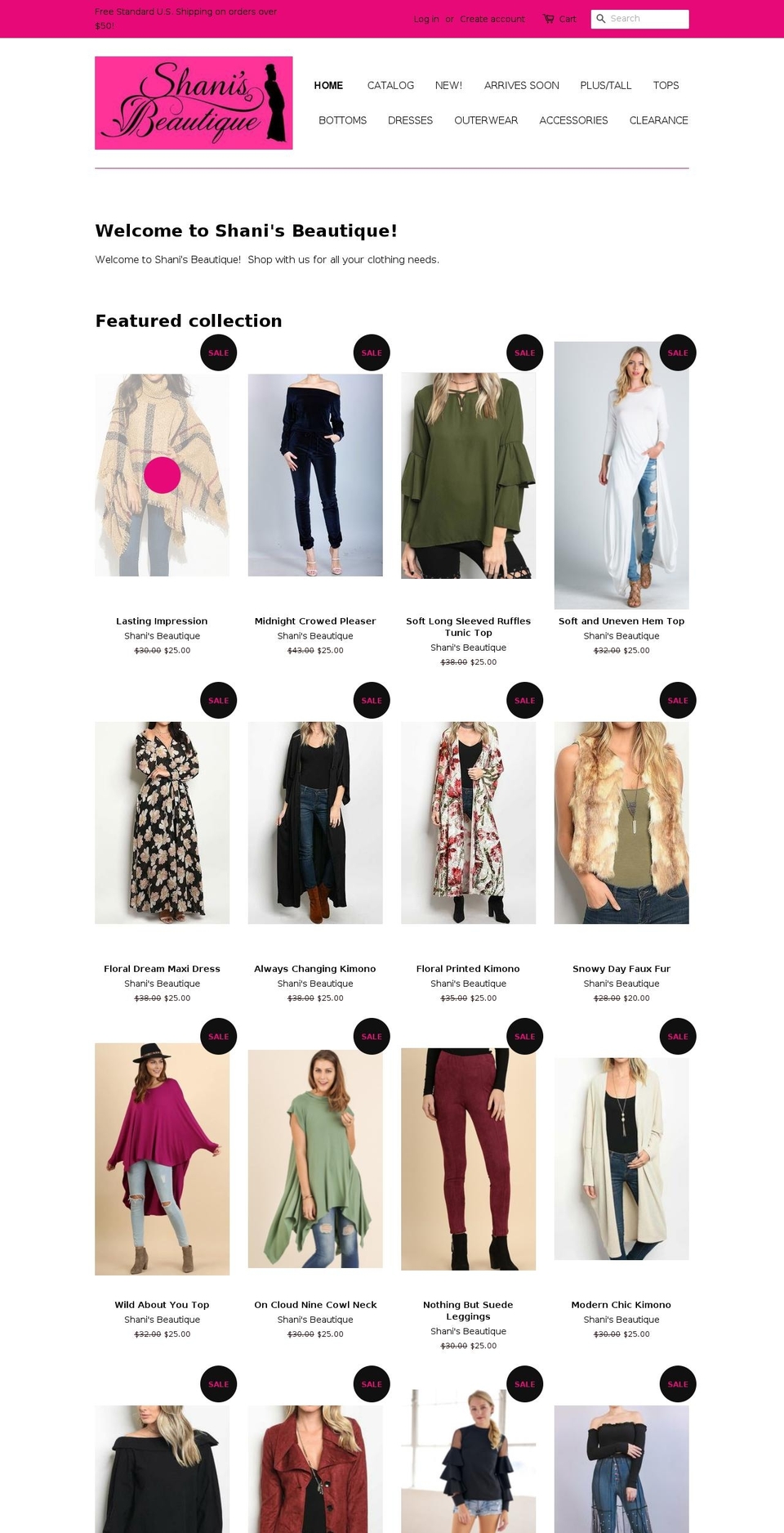 shanisbeautique.com — Shopify storefront screenshot