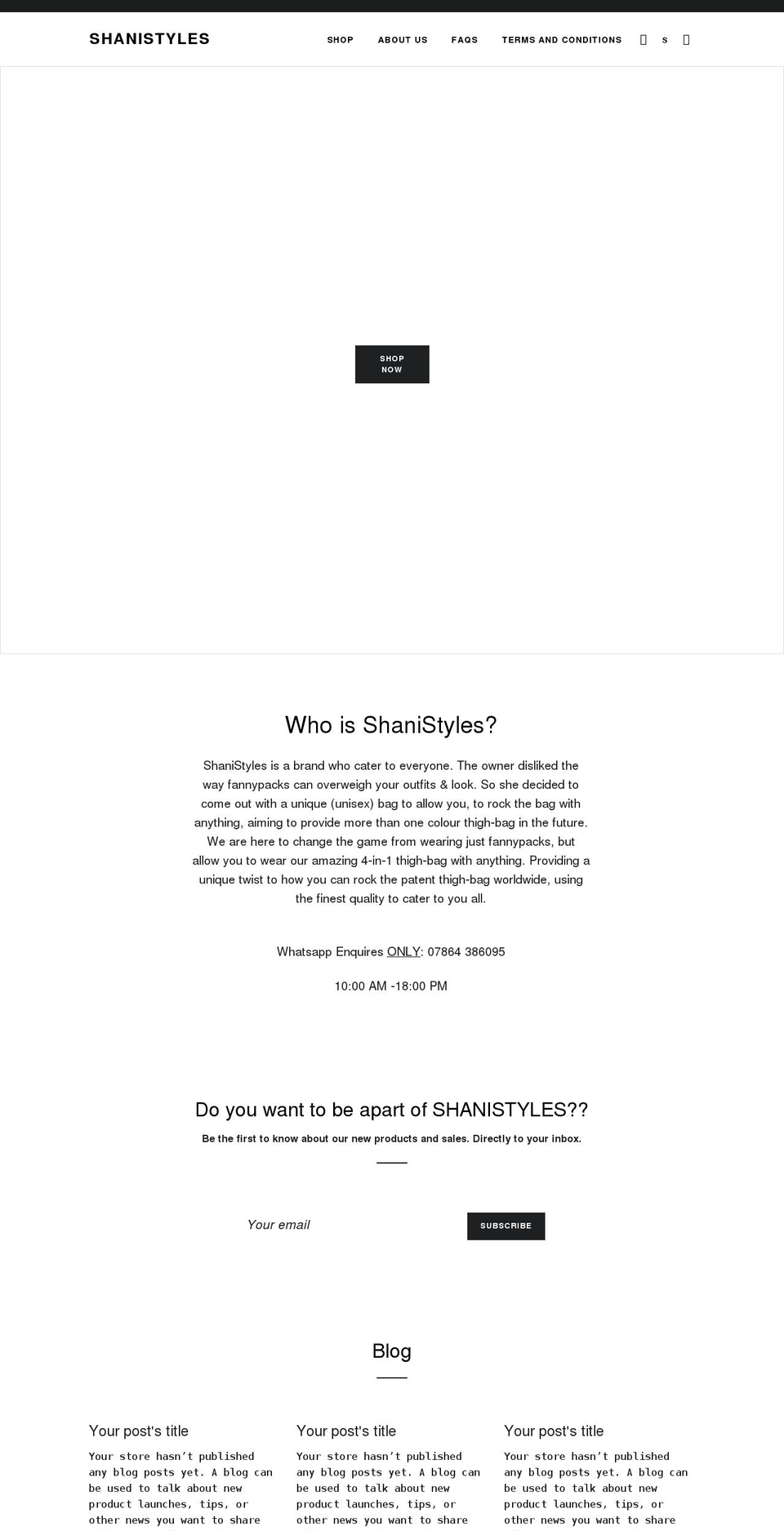shanistyles.co.uk shopify website screenshot