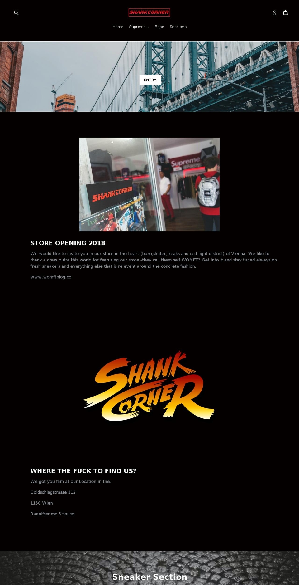 shankcorner.com — Shopify storefront screenshot